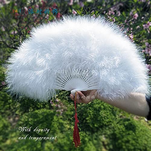 Chinese Peacock Feather Folding Hand Fan - 50x30cm Wedding Dance Fan, Cosplay Accessory, Home Decor for Parties & Events | Perfect for Weddings, Performances, and Asian-Themed Decor