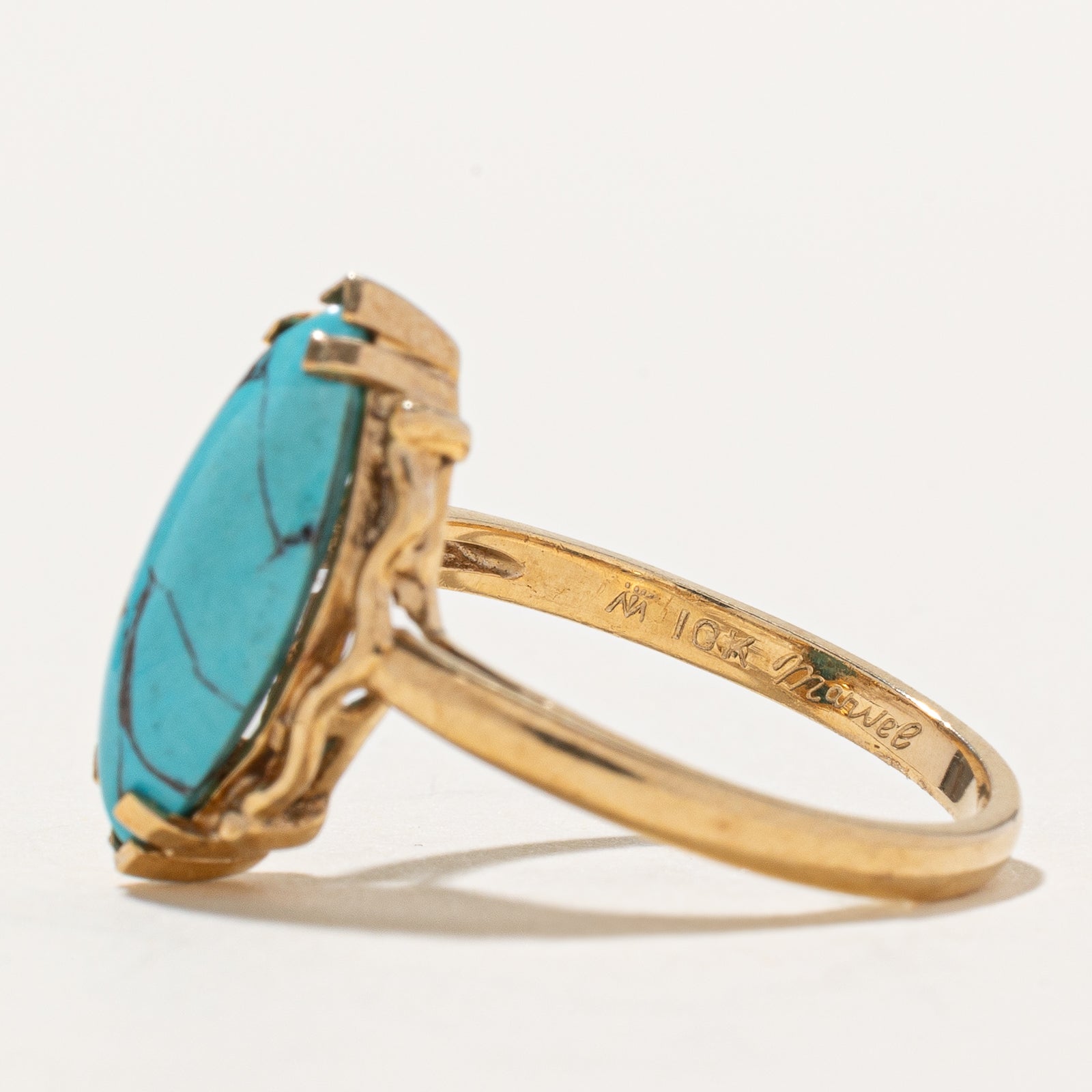 2.00ct Synthetic Turquoise Navette Ring - Size 6 | Elegant Oval Gemstone Jewelry for Women | Perfect for Weddings, Parties & Everyday Wear