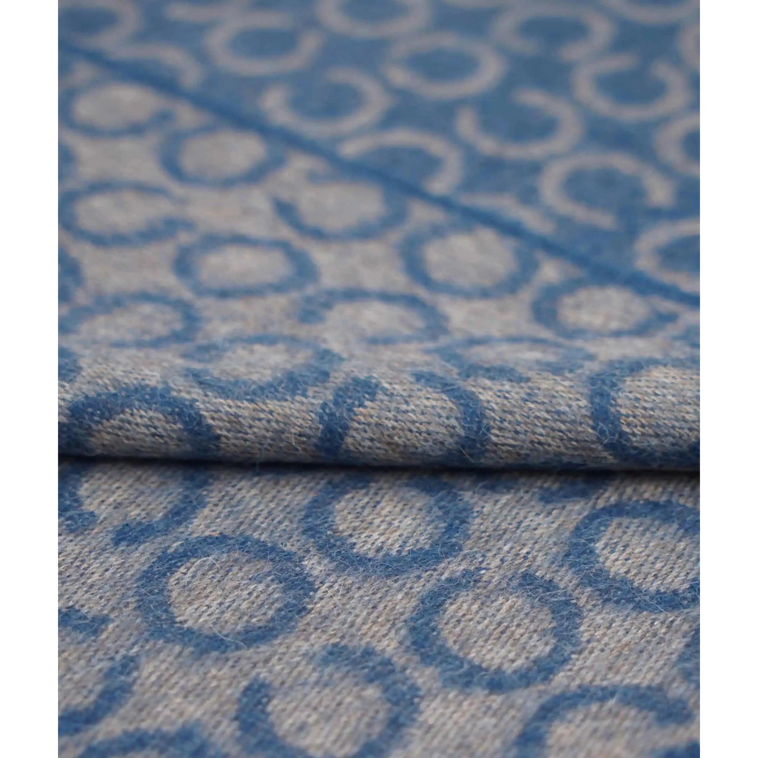 Premium 100% Baby Alpaca Wool Throw Blanket - Indigo Blue & Grey (79