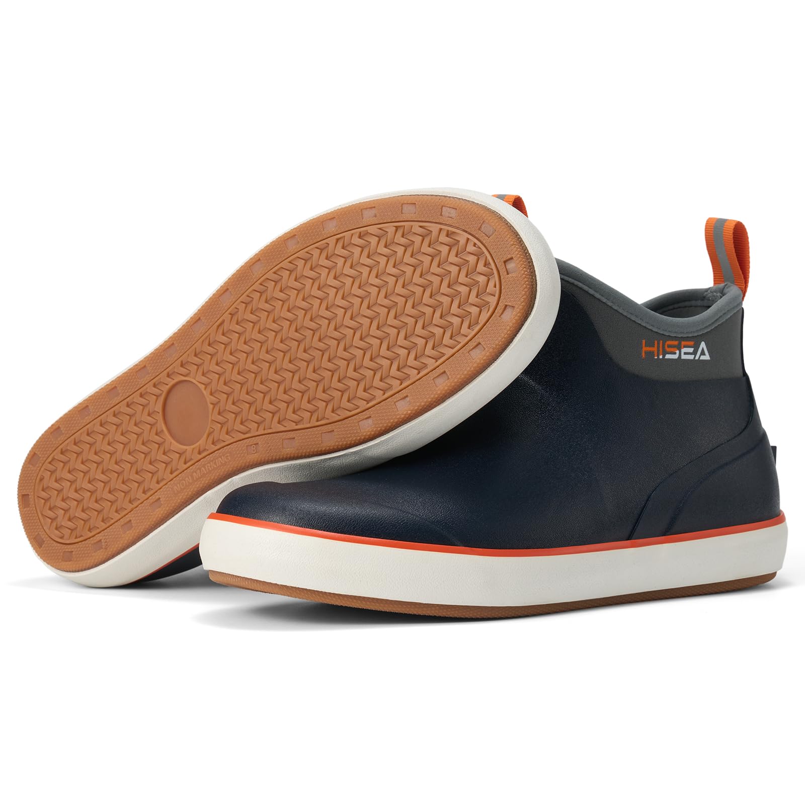 HISEA Men's Waterproof Deck Boots - Wide Toe Anti-Slip Fishing & Rain Boots with Breathable Neoprene Lining - Ideal for Boating, Fishing, Hiking & Outdoor Work