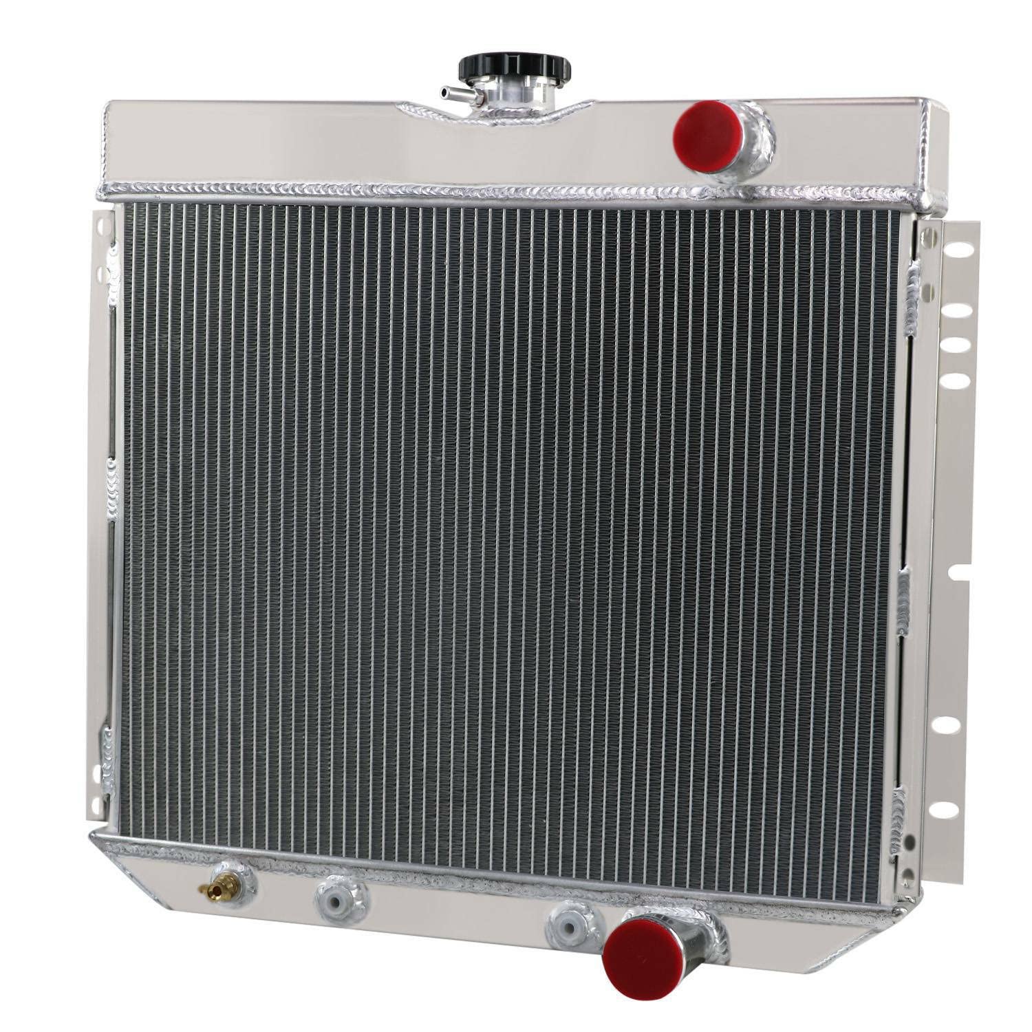 CU340 DPI340 Aluminum 4-Row Radiator for 63-70 Ford Mustang, Falcon, Fairlane, Torino, LTD, Mercury Cougar - Includes Shroud, 14