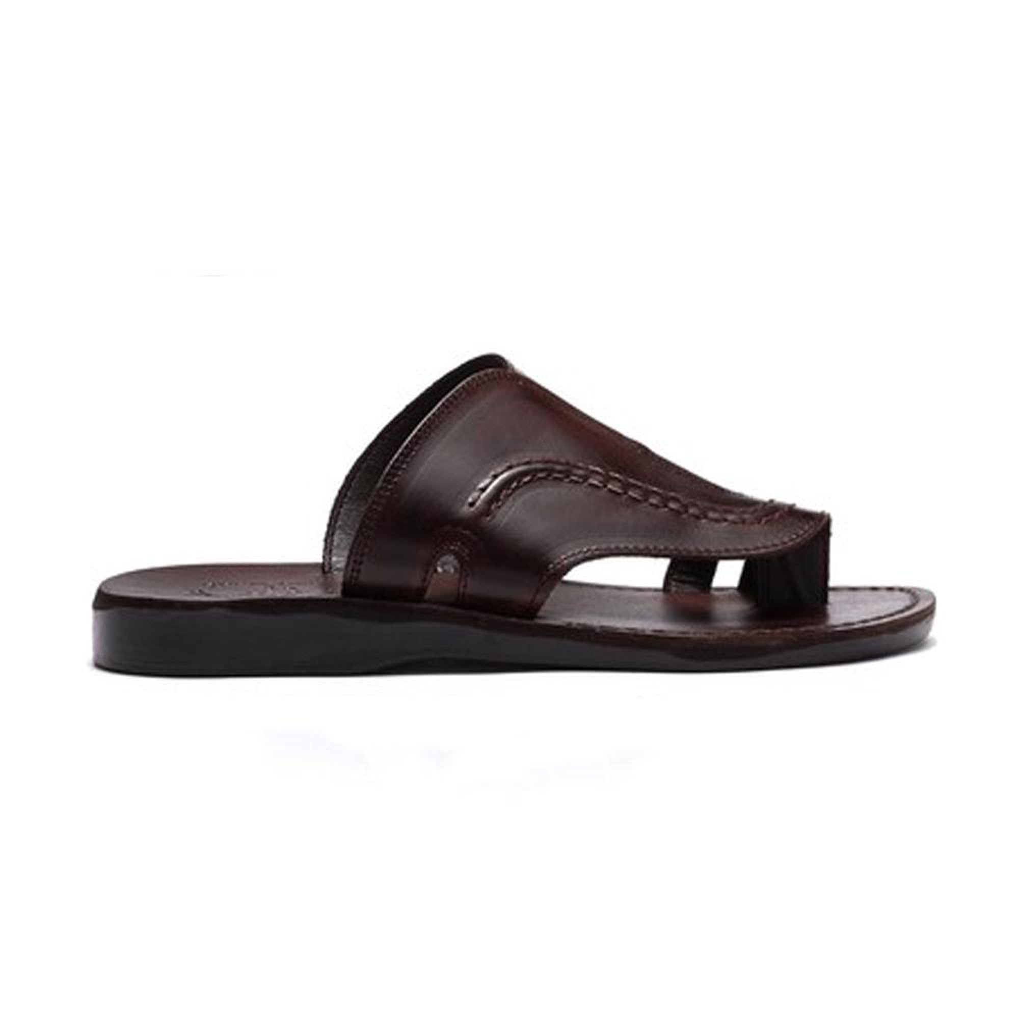 Peter Men's Leather Toe Strap Sandals - Comfortable Casual Slide Sandals for Summer, Beach, and Outdoor Walking