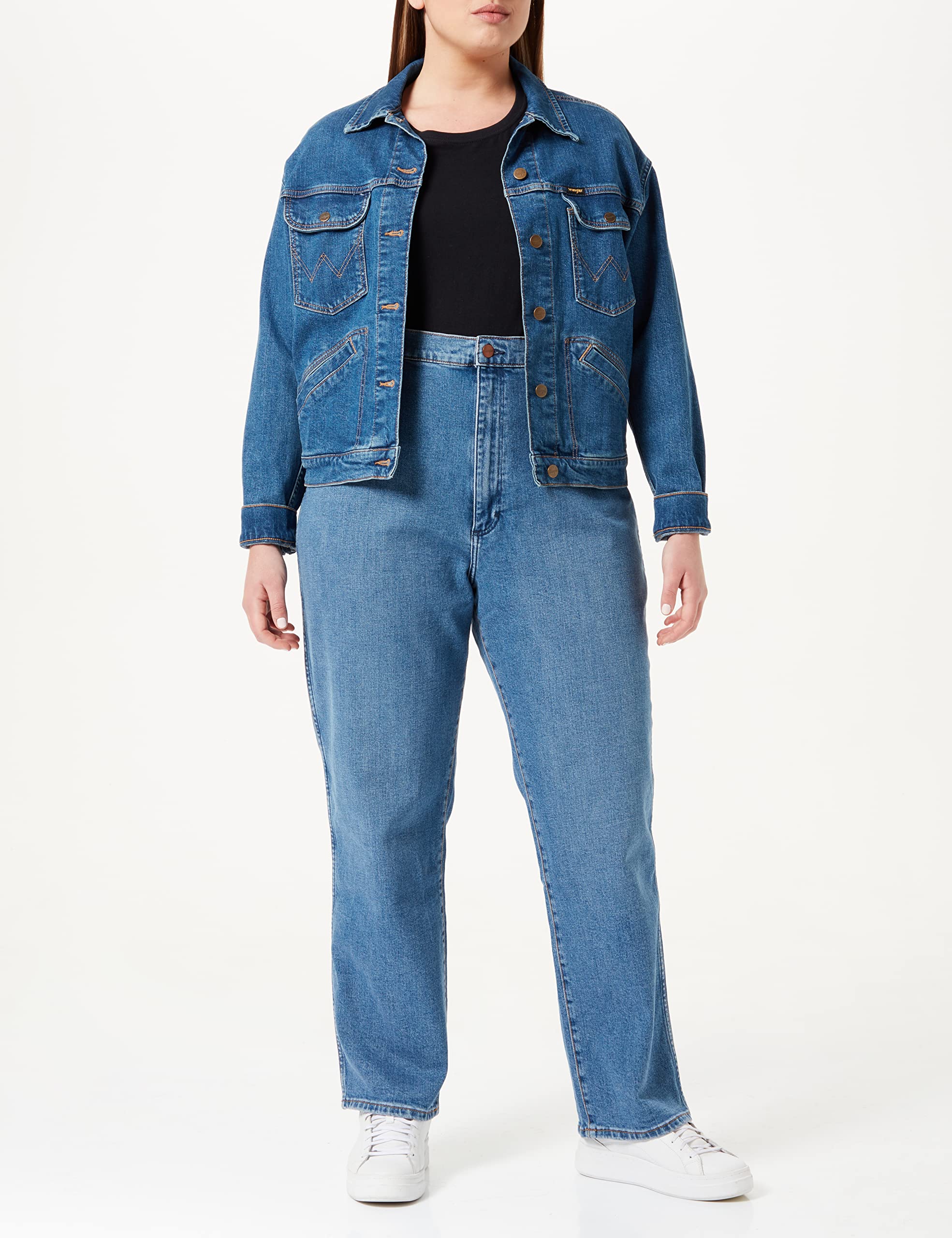 Wrangler Women's Wild West Mid Rise Blue Jeans - Comfortable Denim Pants for Casual Wear, Western Style, and Everyday Outfits
