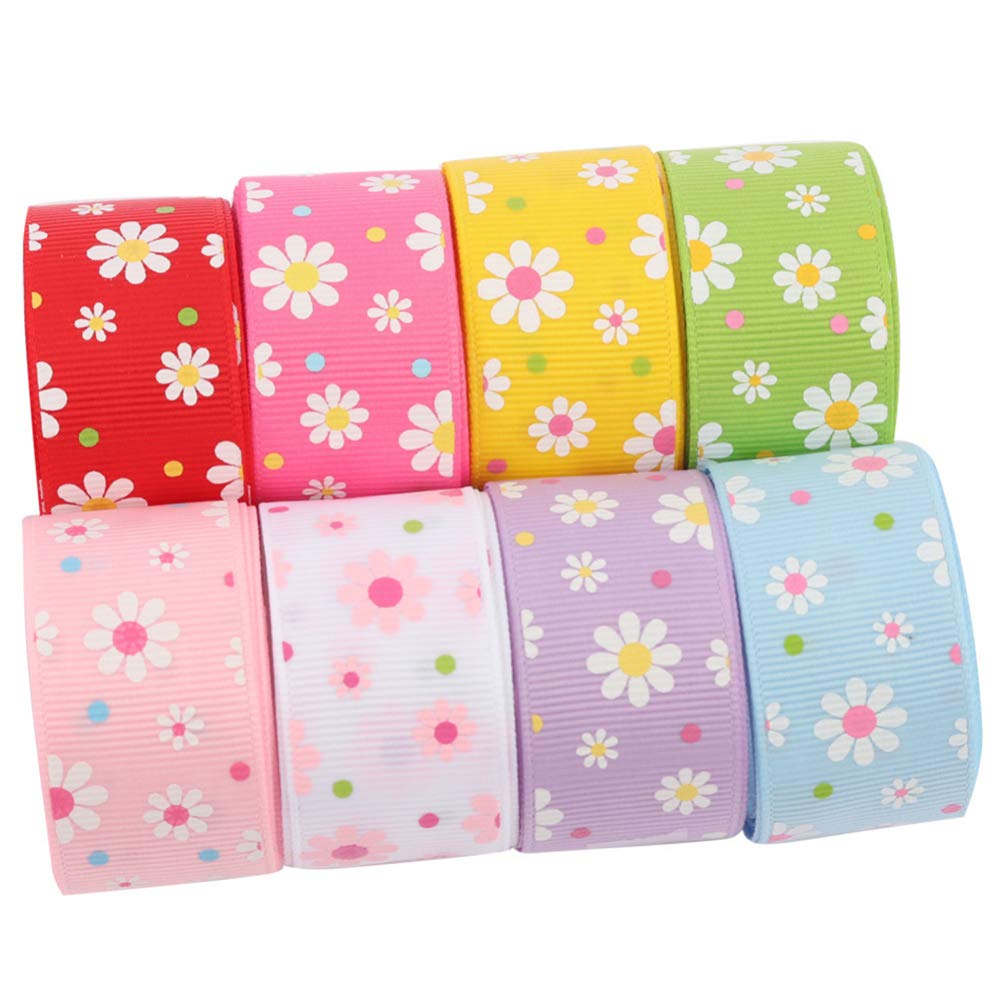 Healifty 8pcs Daisy Ribbon for Gift Wrapping & Wedding Decor - DIY Crafts