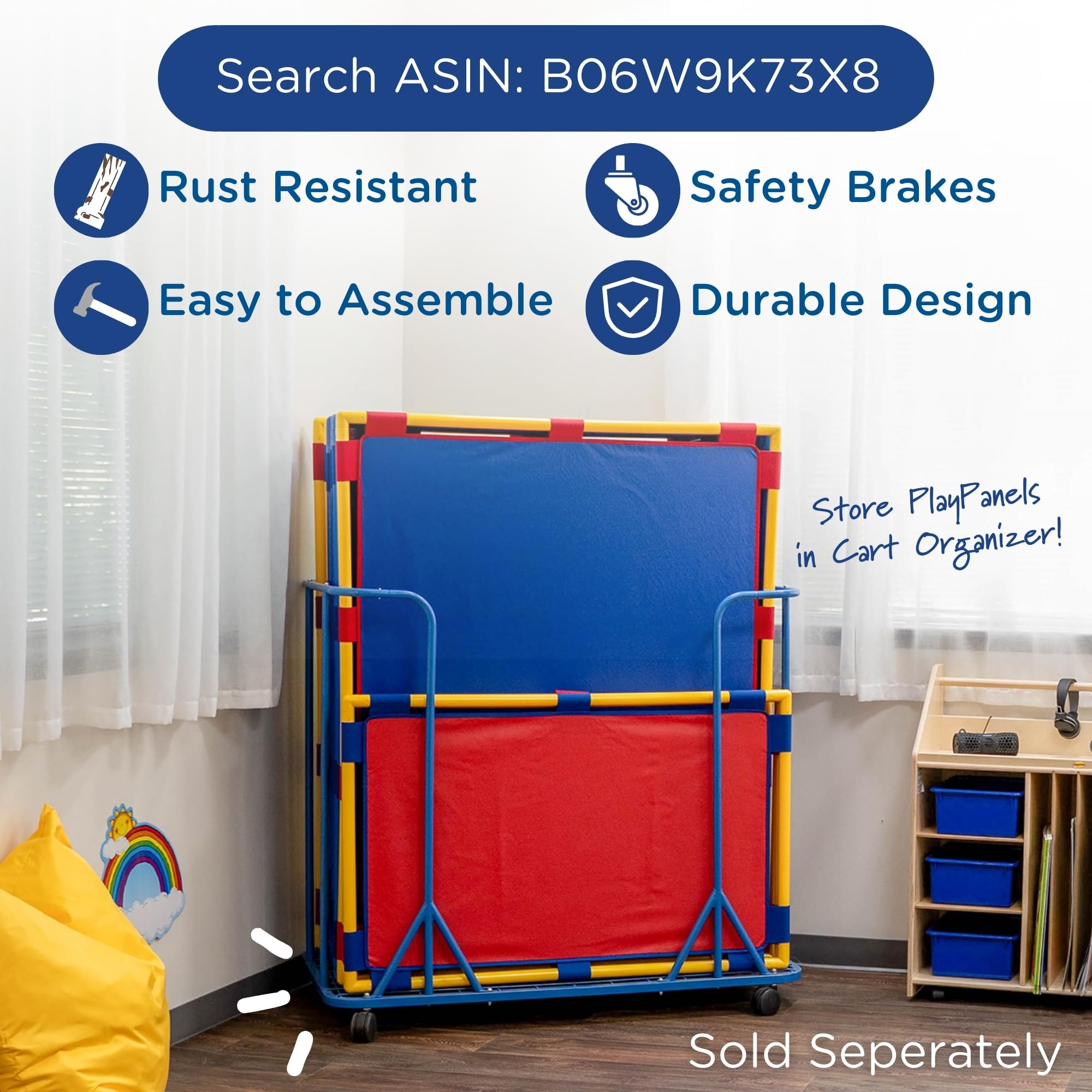 Children's Rectangle PlayPanel - Kids Room Divider & Classroom Partition Screen for Daycare, Preschool - Red | Perfect for Play Areas, Learning Spaces & Room Separation