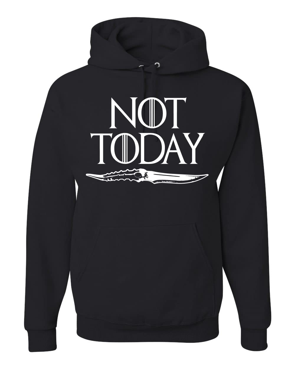 Arya Stark 'Not Today' Dagger Graphic Hoodie - Game of Thrones GoT Fan Merch Unisex Sweatshirt for Cosplay & Pop Culture Enthusiasts