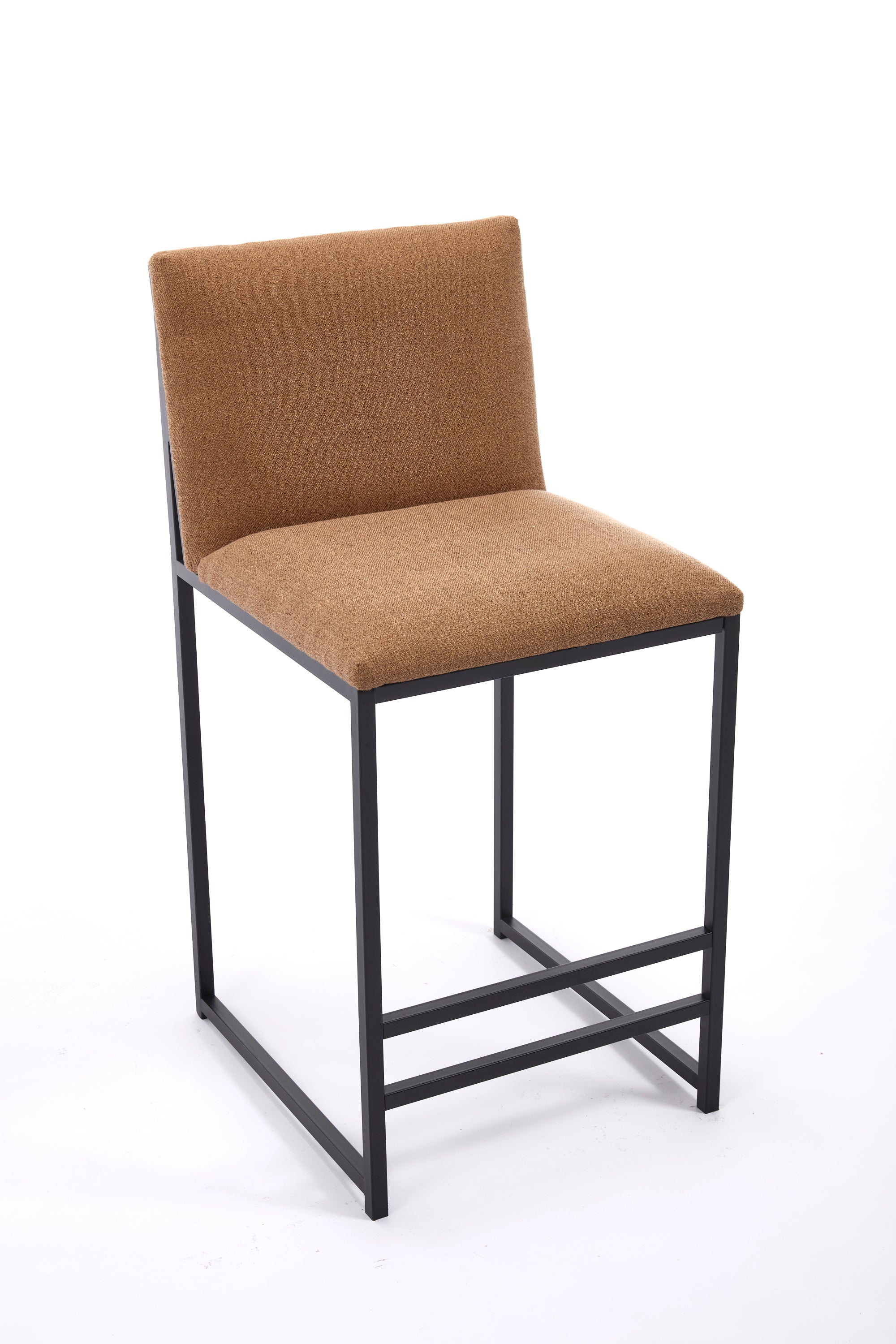2-Pack Counter Height Bar Stools with Upholstered Linen Seats & Metal Footrest - Modern Kitchen Island Stools for Dining Room, Breakfast Nook, Coffee Shop or Home Bar (Black/Gray)