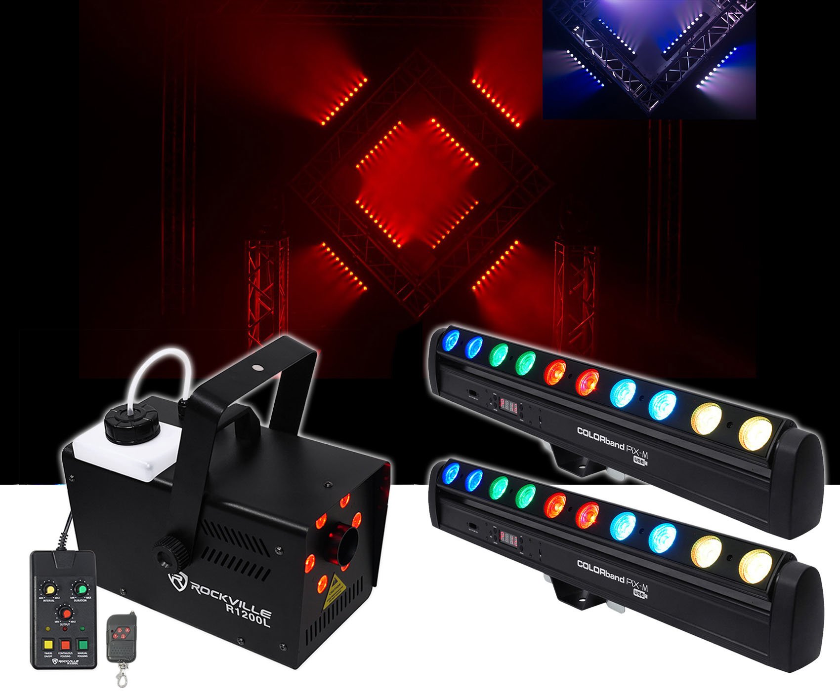 Chauvet DJ Colorband Pix M USB D-Fi RGB LED Strip Lights with Fog Machine, Strobe & Lighting Effects - Perfect for DJ Shows, Parties, and Stage Performances