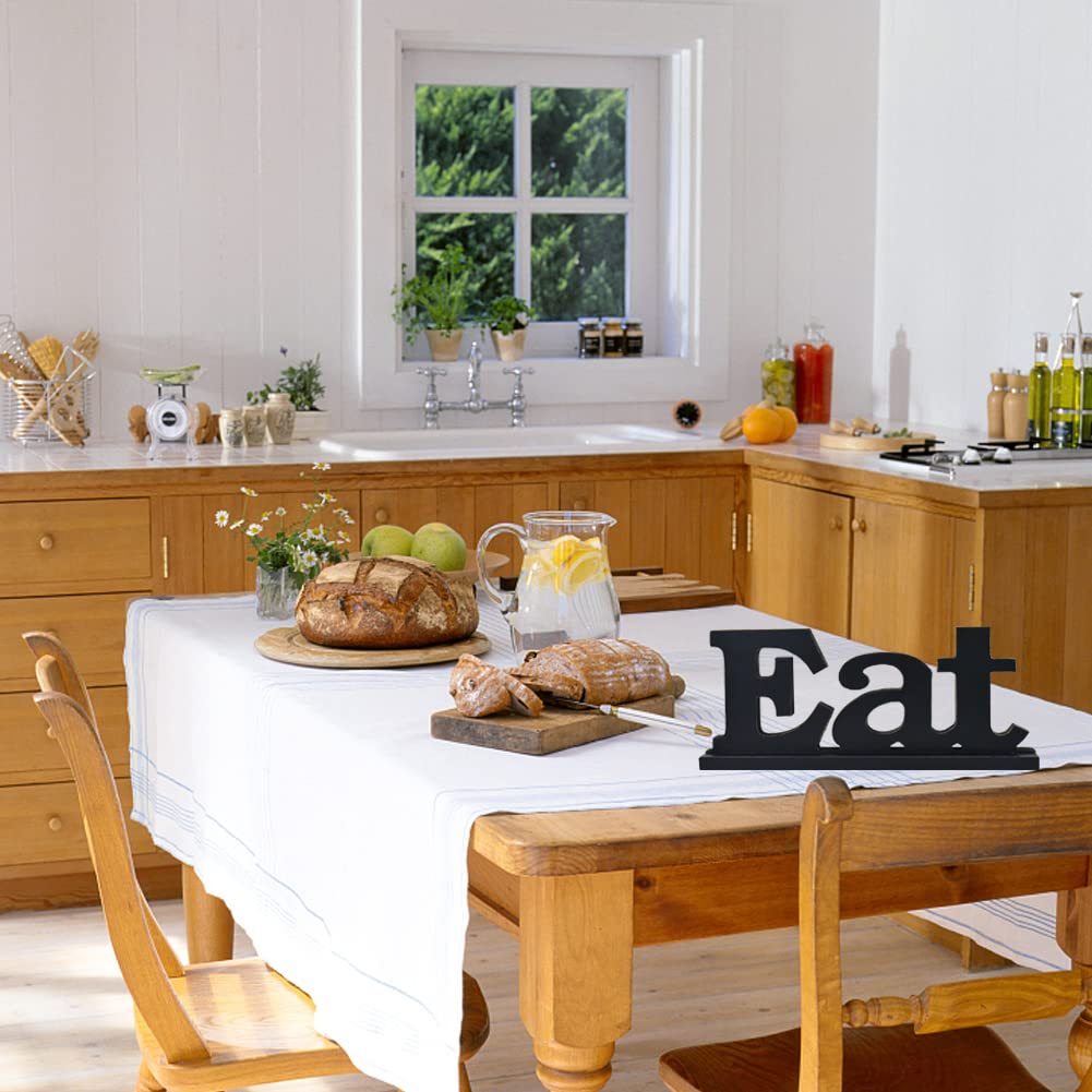 Rustic Wood Kitchen Eat Sign - Freestanding Farmhouse Decor for Home, Dining Room & Kitchen - Perfect for Wall Art, Housewarming Gifts & Cozy Dining Spaces