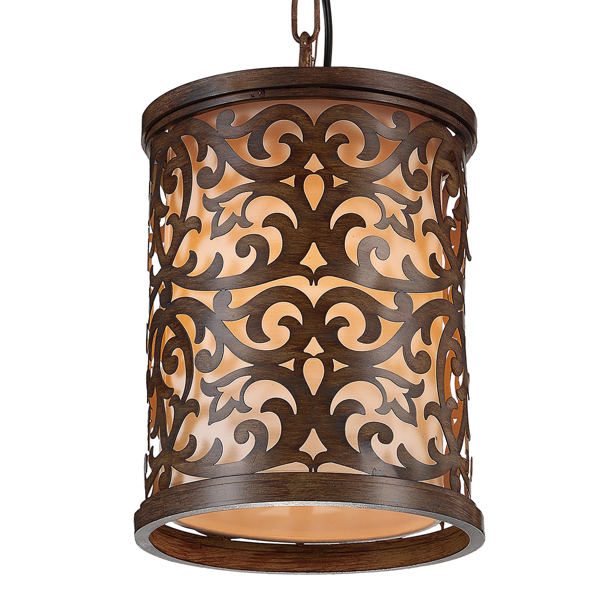 CWI Lighting Nicole 1-Light Drum Shade Metal Mini Pendant in Chocolate - Perfect for Kitchen Island, Dining Room, or Entryway Lighting