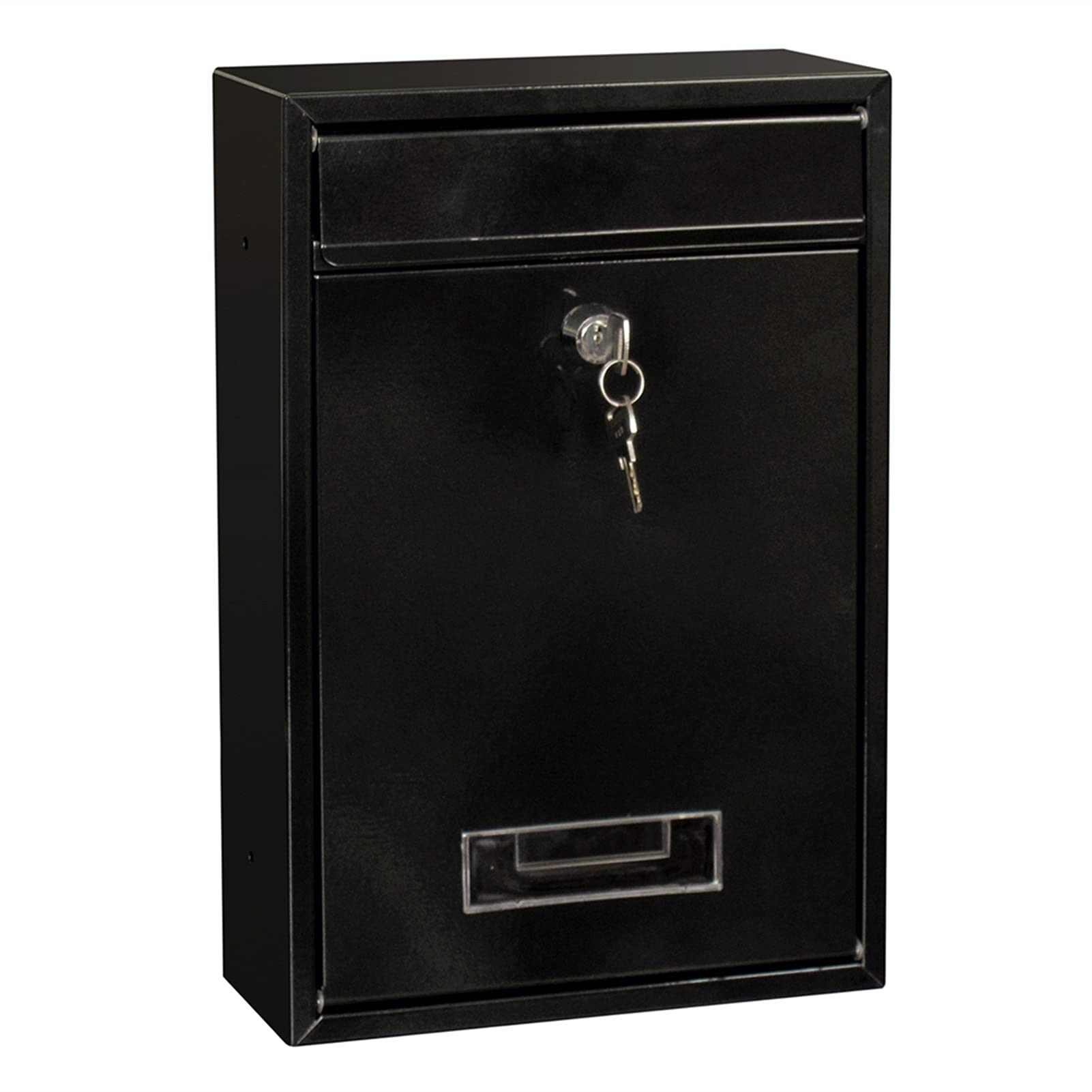 Lockable Wall Mounted Outdoor Mailbox with Key & Password - Black Iron Post Letter Box for Home, Garden & Office Security - Perfect for Houses, Apartments & Businesses