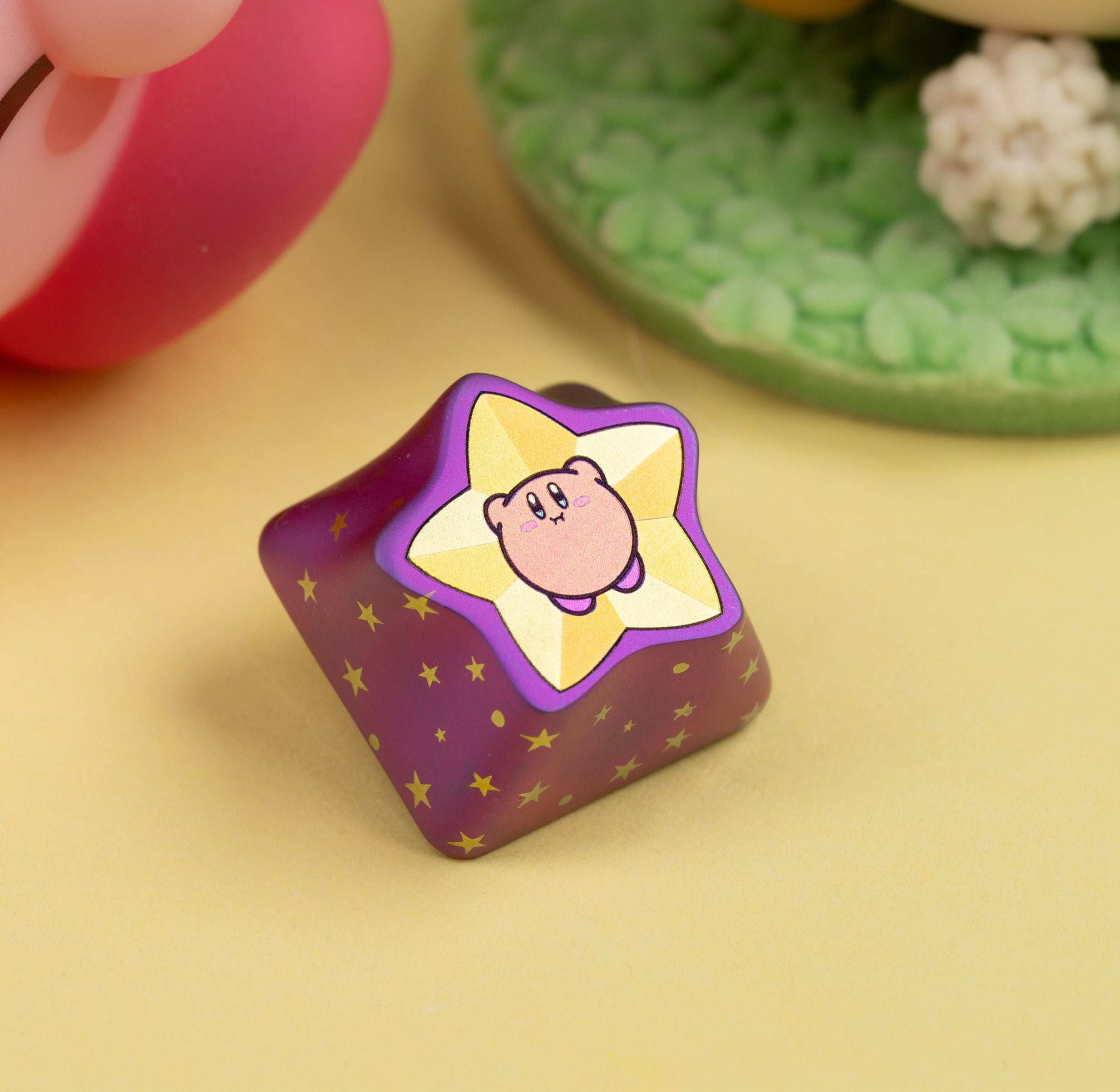 Kirby 1U Titanium Alloy Star-Shaped Custom Keycaps - Decorative Mechanical Keyboard Keycaps for Gaming & Typing Enthusiasts