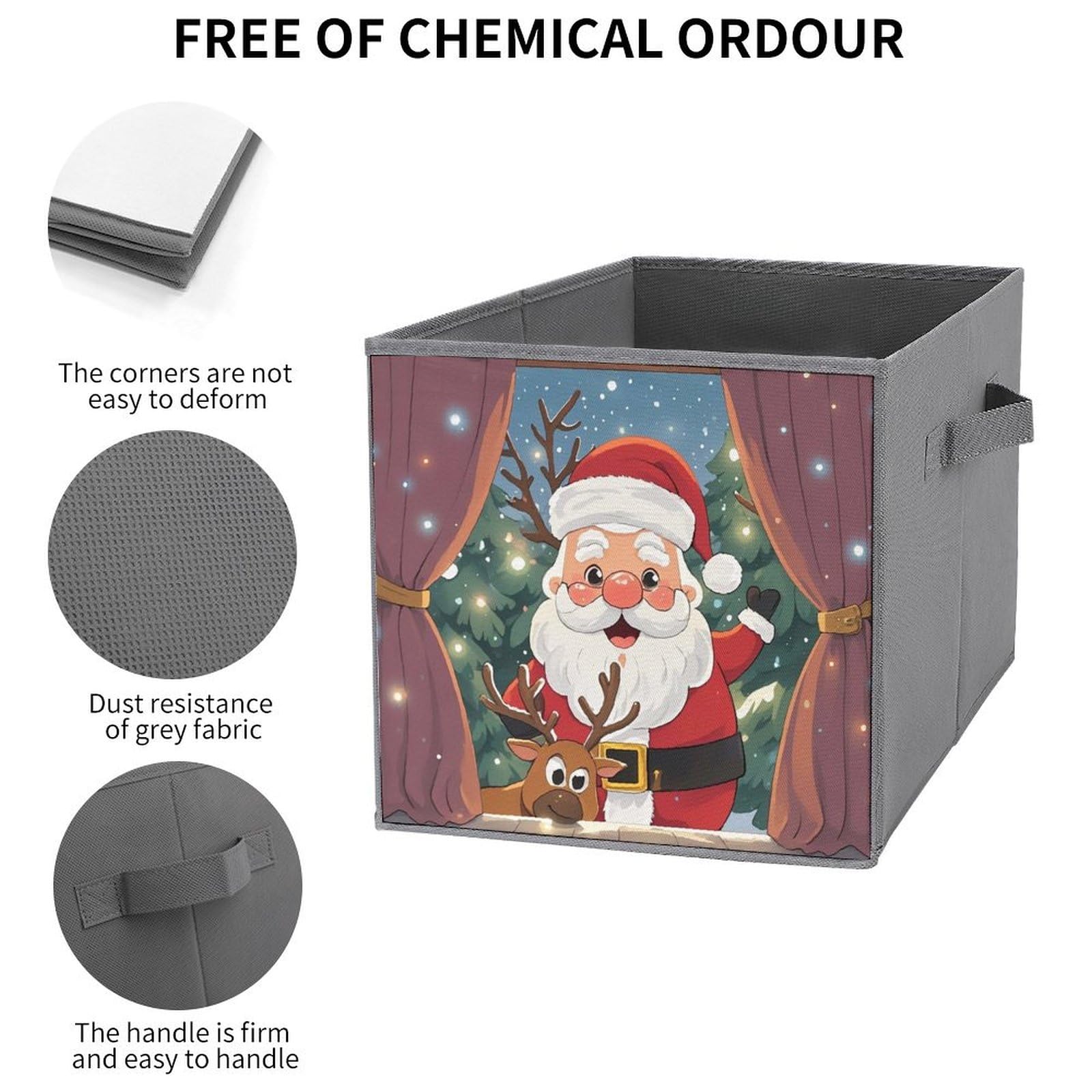 6PCS Foldable Storage Bins with Handles - Large Capacity Reindeer Peeping Printed Storage Boxes & Organizer Cubes for Playroom, Office, Home Organization | Perfect for Kids' Toys, Books & Clutter Control