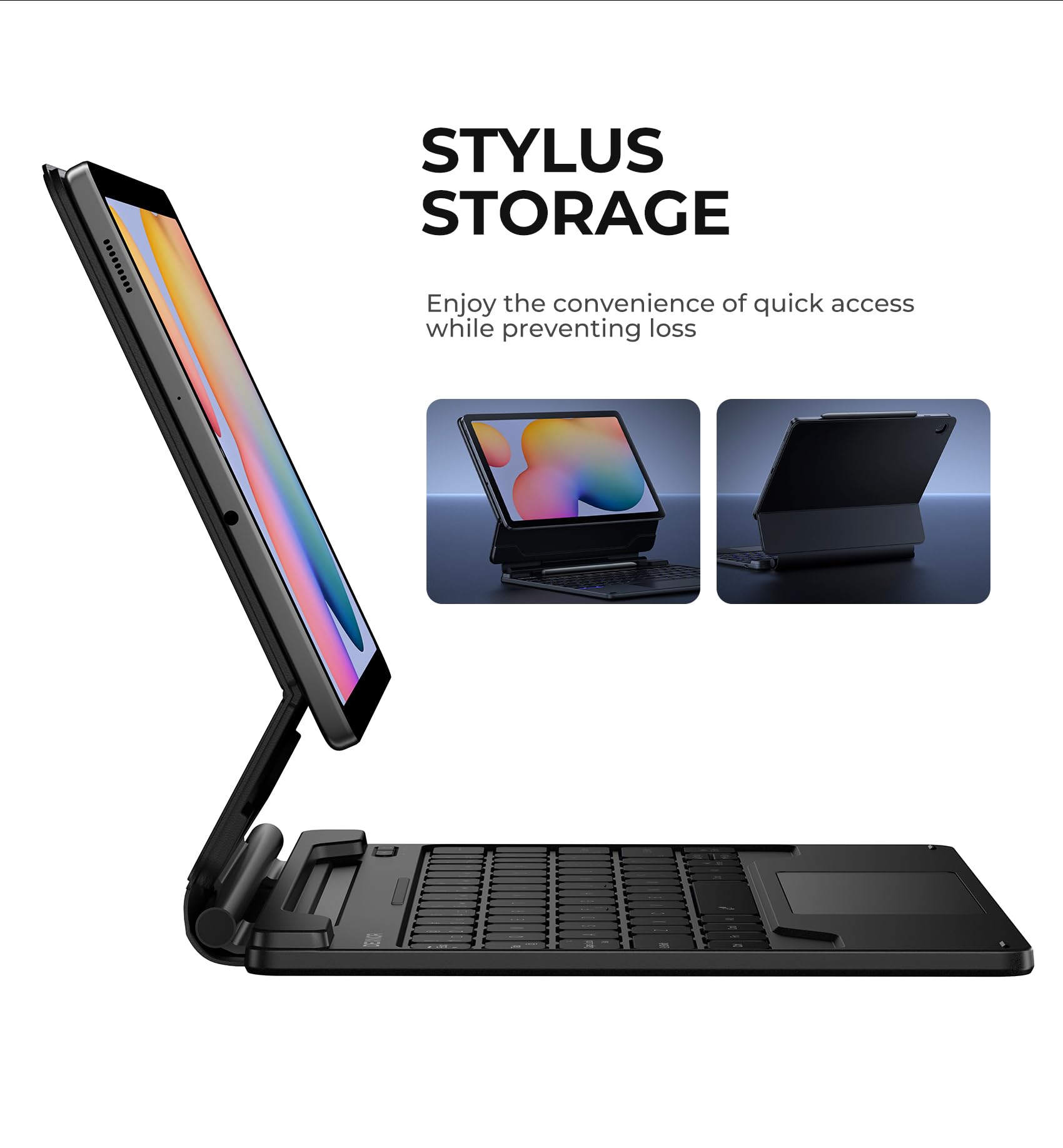 Dexnor Bluetooth Keyboard Case for Samsung Galaxy Tab S6 Lite 10.4 Inch (2020/2022/2024) - Backlit Keyboard with Multi-Touch Trackpad, Magnetic Floating Stand & S Pen Holder - Perfect for Work, Study & Travel - Black