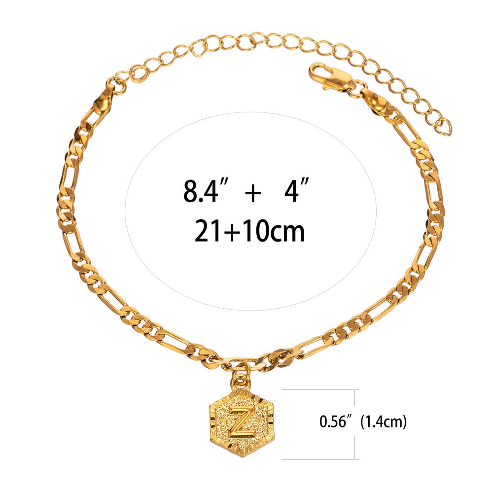 18K Gold & Silver Initial Ankle Bracelets for Women & Men - Custom Name Cuban Link Figaro Anklet for Teen Girls - Perfect for Gifts, Beach Wear & Everyday Fashion