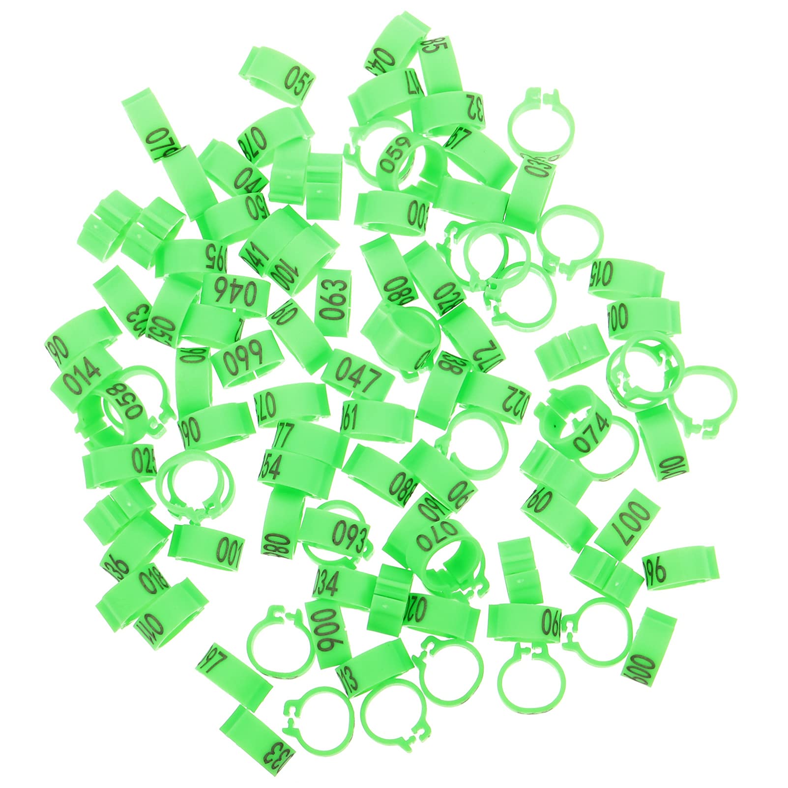 POPETPOP 100Pcs Numbered Chicken Leg Bands - Green Bird Identification Rings for Racing Pigeons, Chicks, Bantams, Finches & Doves | Poultry Foot Rings for Tracking & Breeding | Perfect for Bird Shows, Farm Management & Pet Identification
