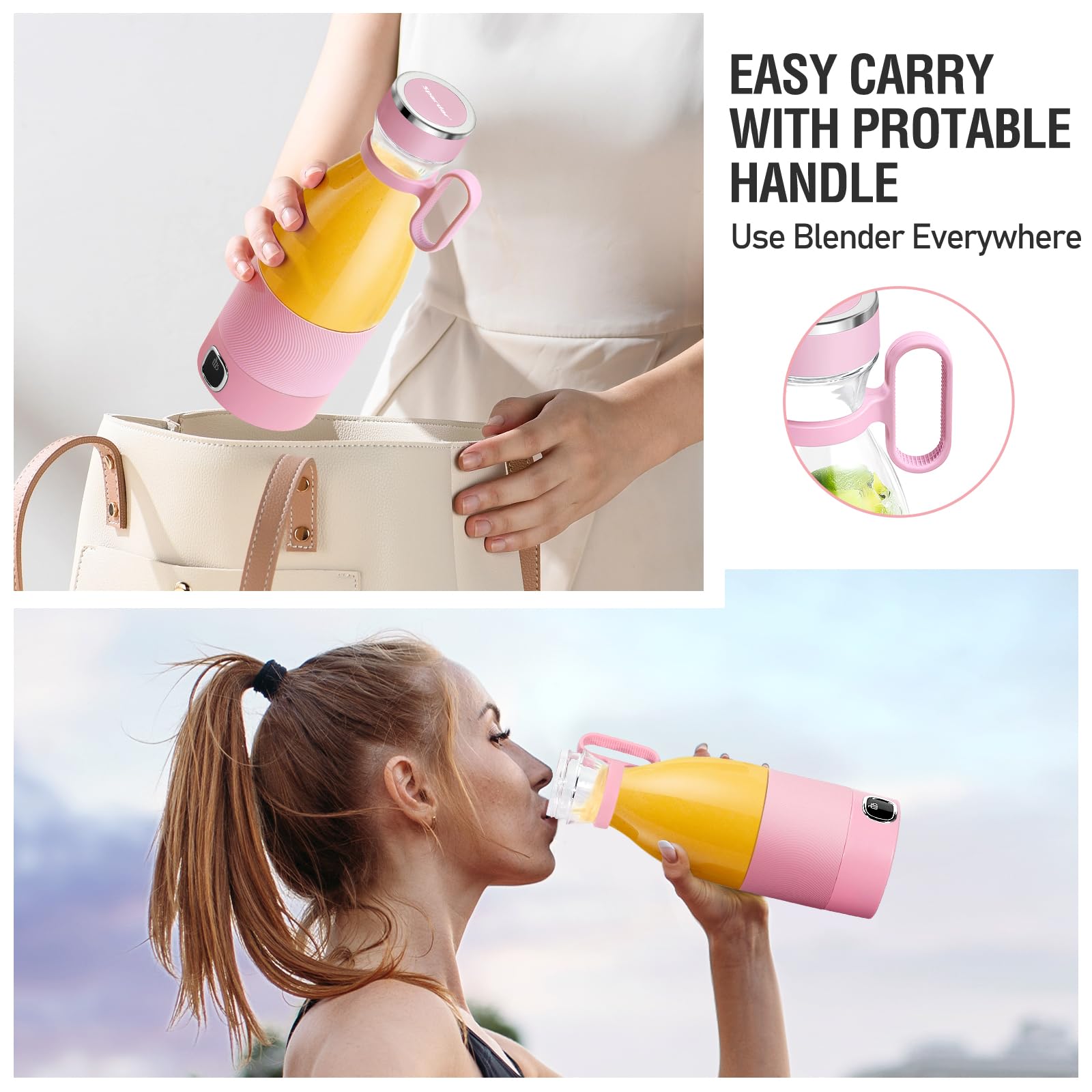 Spardar Portable USB Rechargeable Mini Blender - Personal Smoothie Maker & Juicer Cup for Shakes, Protein Drinks - Perfect for Home, Gym, Travel & Outdoor Activities | Compact & Powerful Blending On The Go