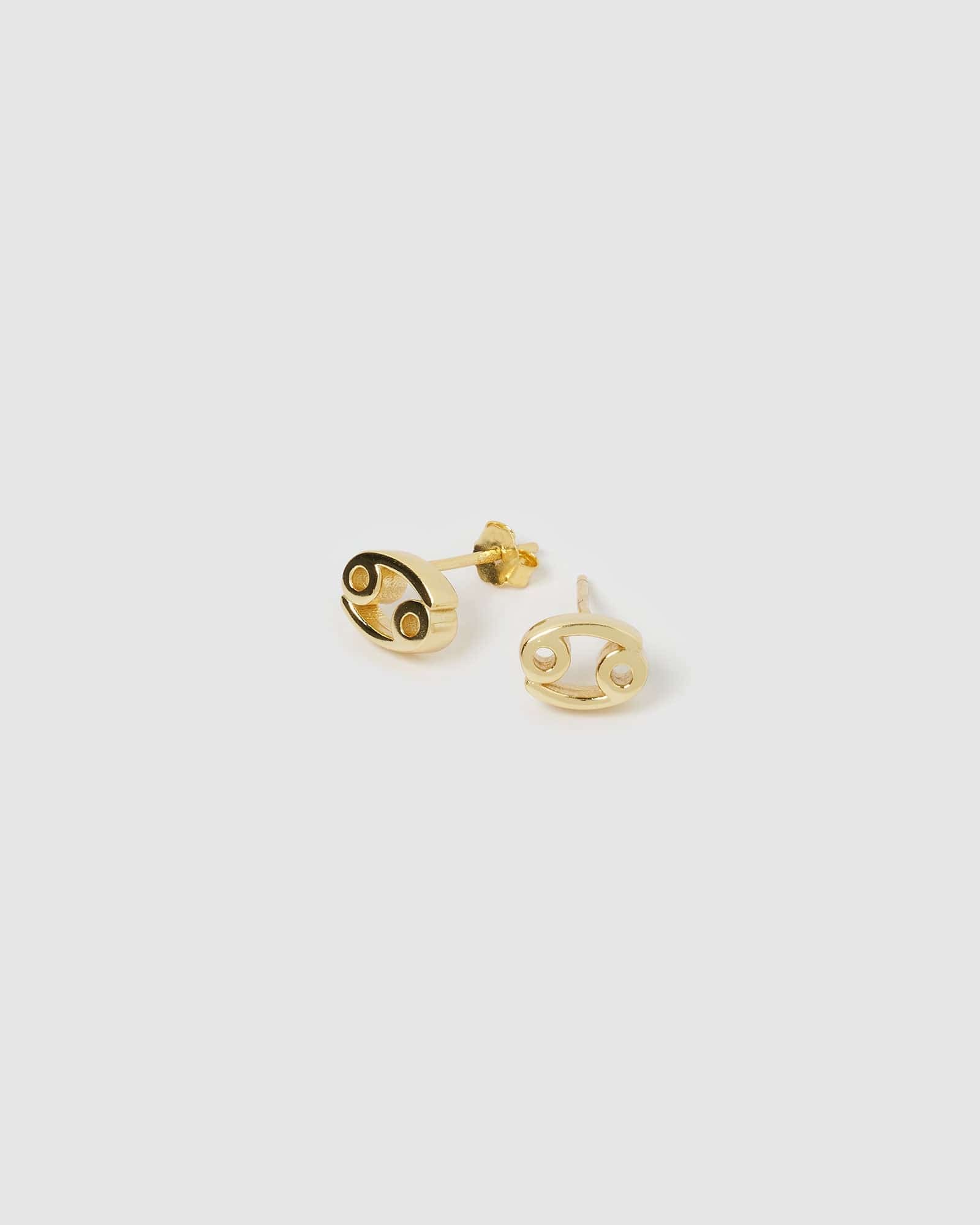 Izoa Cancer Zodiac Sign Gold Stud Earrings - Perfect for Birthdays, Gifts & Astrology Lovers