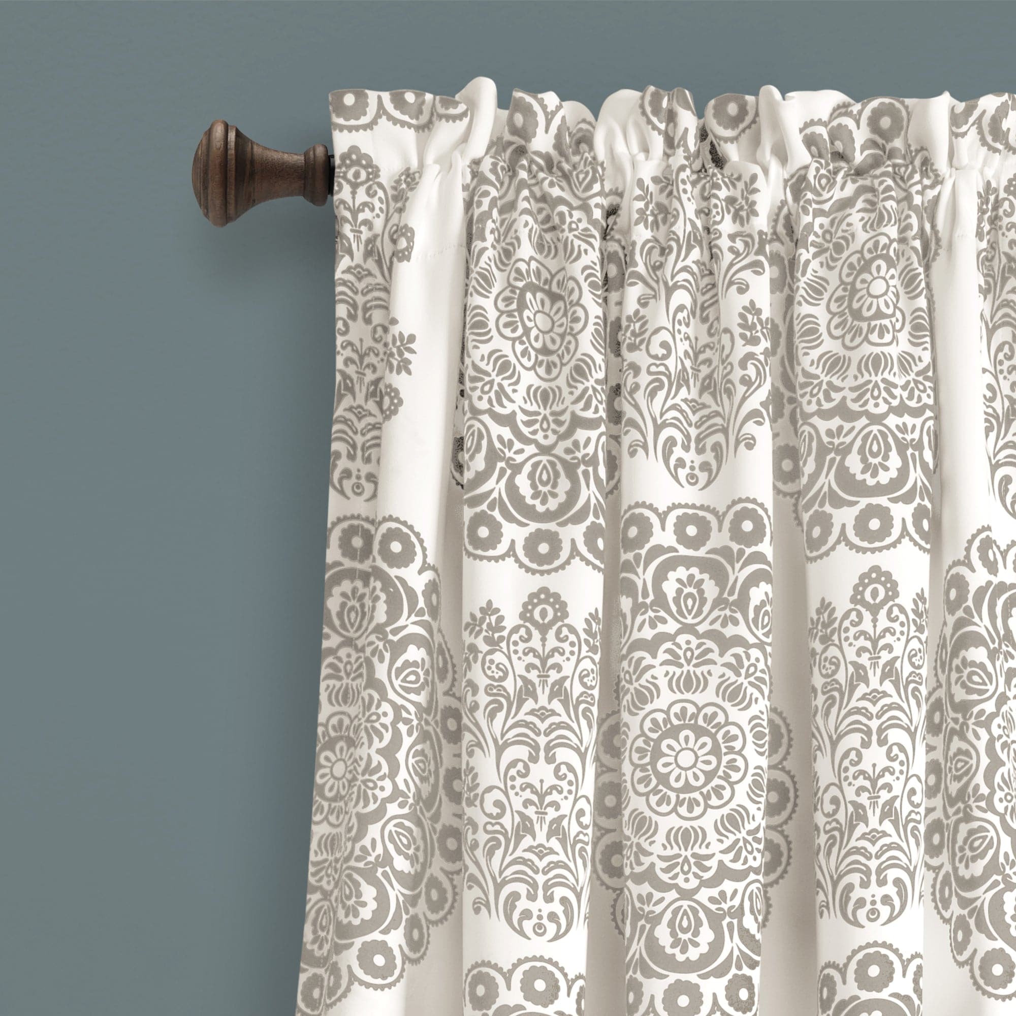 Evelyn Medallion Light Filtering Window Curtain Set - Sheer Elegant Drapes for Living Room & Bedroom - Soft Sunlight & Privacy Control