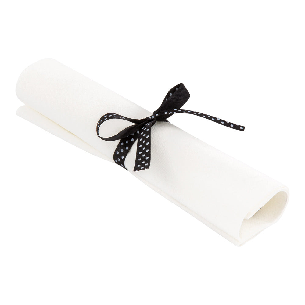 Argento Silver Plastic Cutlery Set with White Napkin & Polka Dot Ribbon - 100 Count Box (7.25