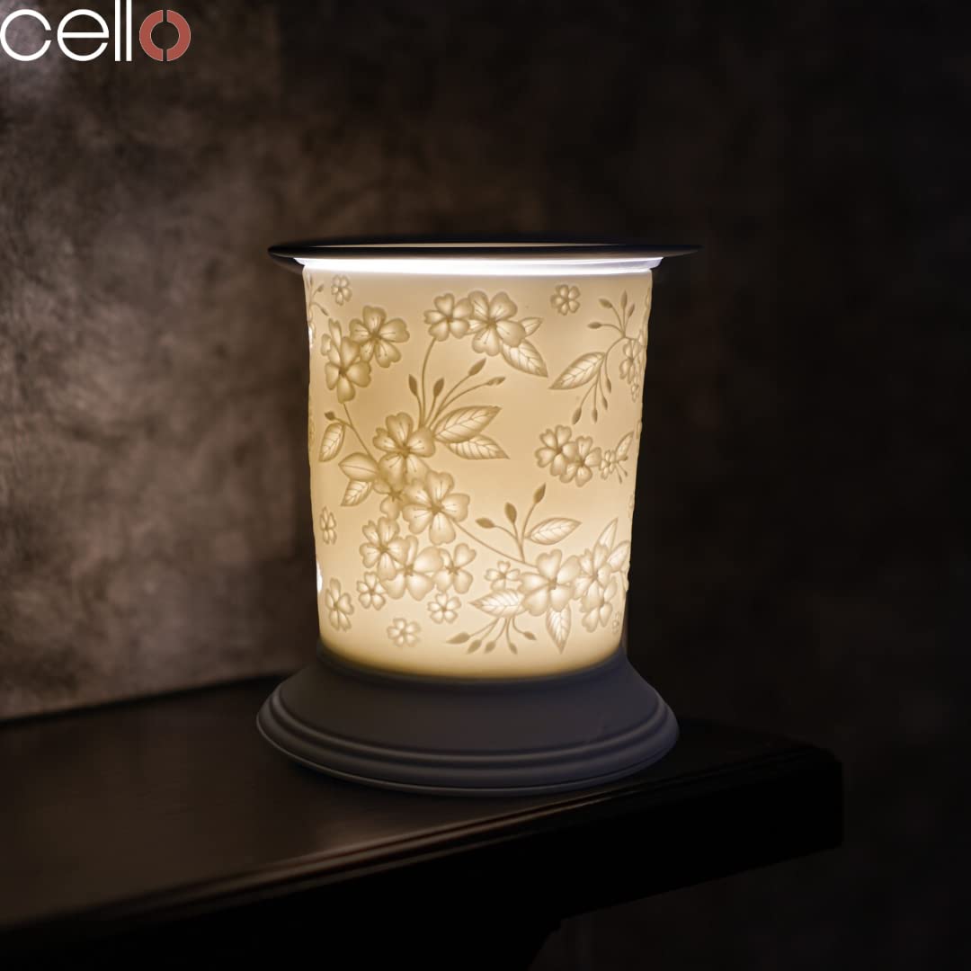 Cello Electric Wax Warmer - Porcelain Wax Melter with Straight Design for Home & Office Aromatherapy - Perfect for Spring, Relaxation & Stress Relief