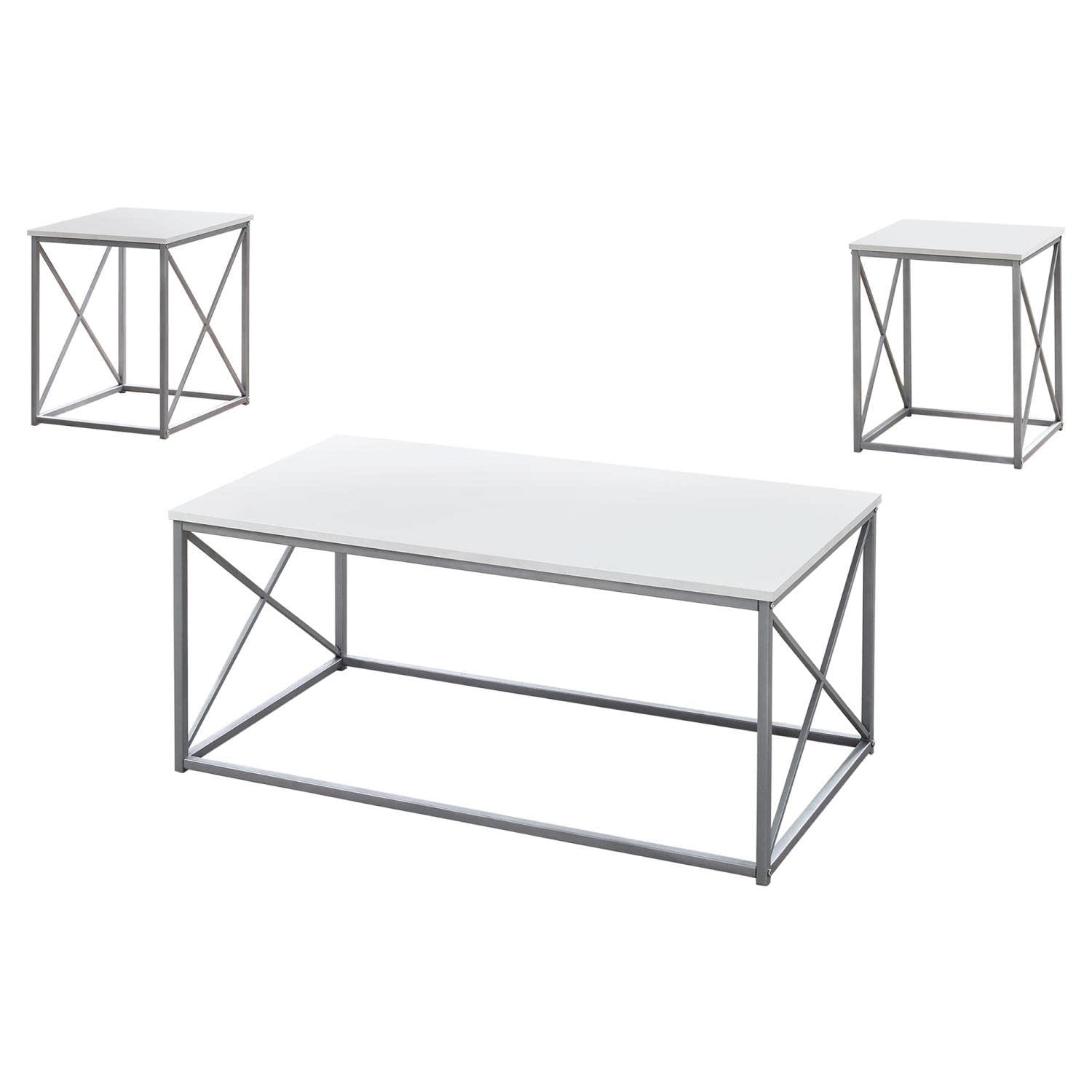 Monarch Specialties White Dining Table Set - Modern Kitchen & Dining Room Furniture for Small Spaces | Perfect for Breakfast Nook, Apartment, or Cozy Home Decor