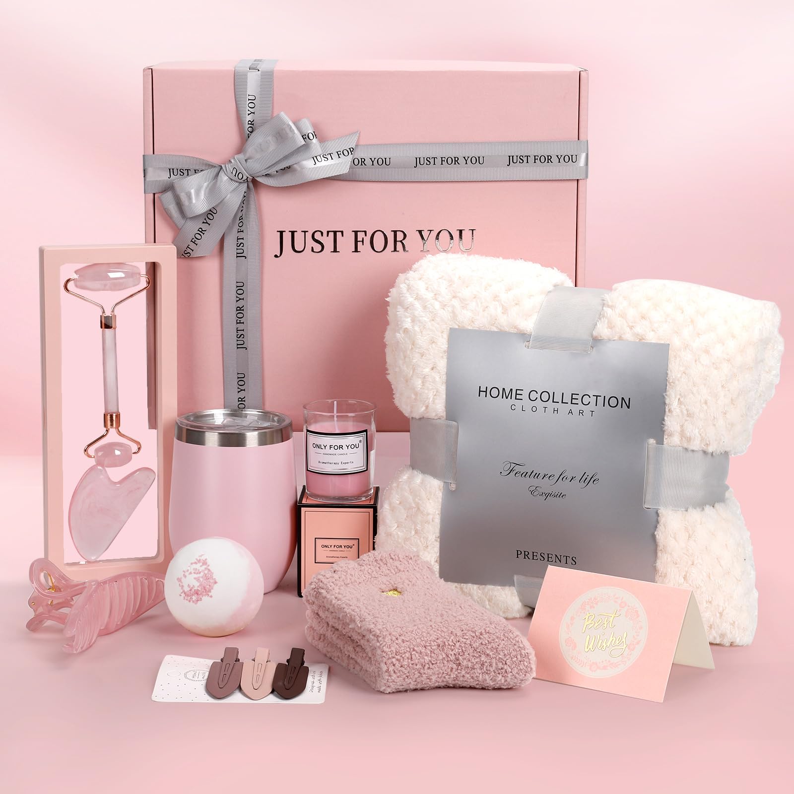 Luxury Flannel Blanket for Women - Soft & Cozy Spa Gift Set for Birthday, Get Well Soon, Bridesmaid, Holiday - Perfect Gift for Mom, Wife, Sister & Girlfriend - Great for Relaxation, Home Decor & Cozy Evenings