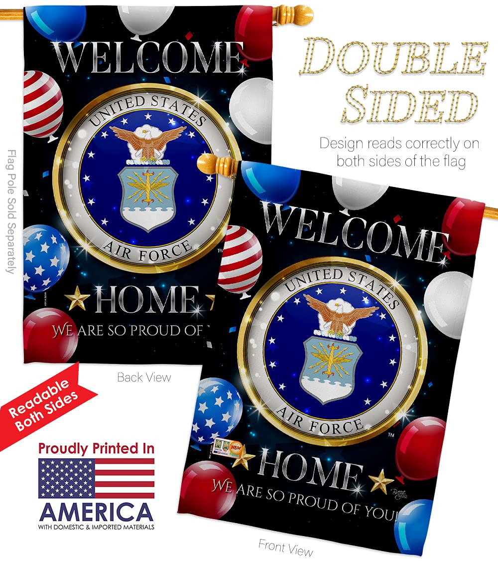 USAF Welcome Home Garden Flag Kit - Double-Sided 28x40 Inch American Military Veteran Yard Banner | Patriotic Home Decor for Armed Forces, Retirees & Military Families | Made in USA - Perfect for Front Yard, Porch & Outdoor Displays