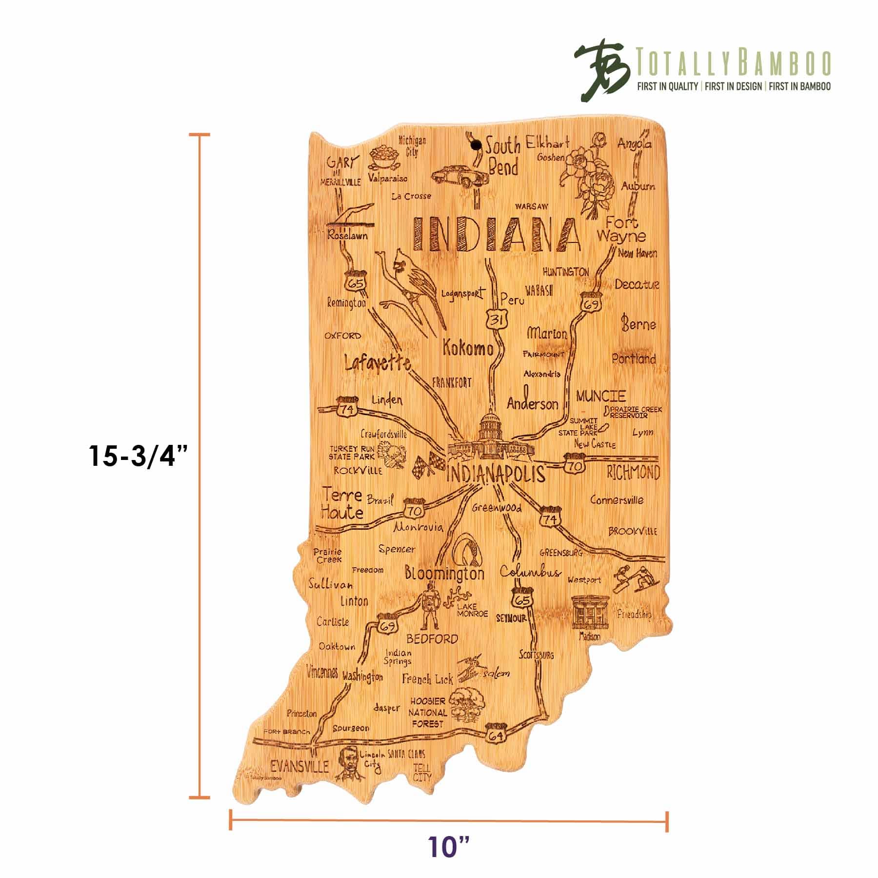 Premium Indiana-Themed Wooden Cutting Board - 15 3/4 x 10 Inches - Perfect for Kitchen Prep, Charcuterie Boards & Home Decor