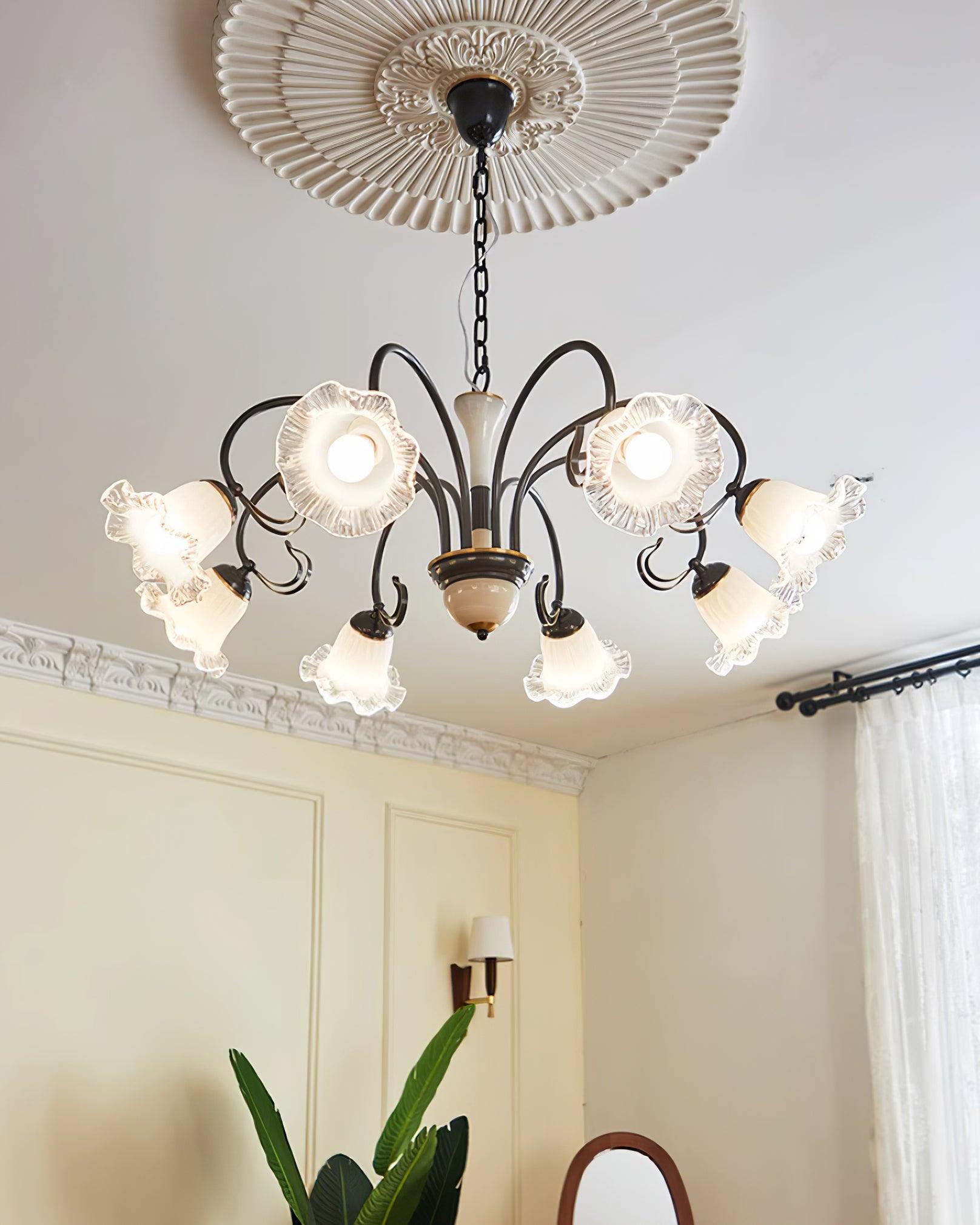 Elegant Luce Black Chandelier - Modern Crystal Ceiling Light Fixture for Dining Room, Bedroom & Living Room Decor