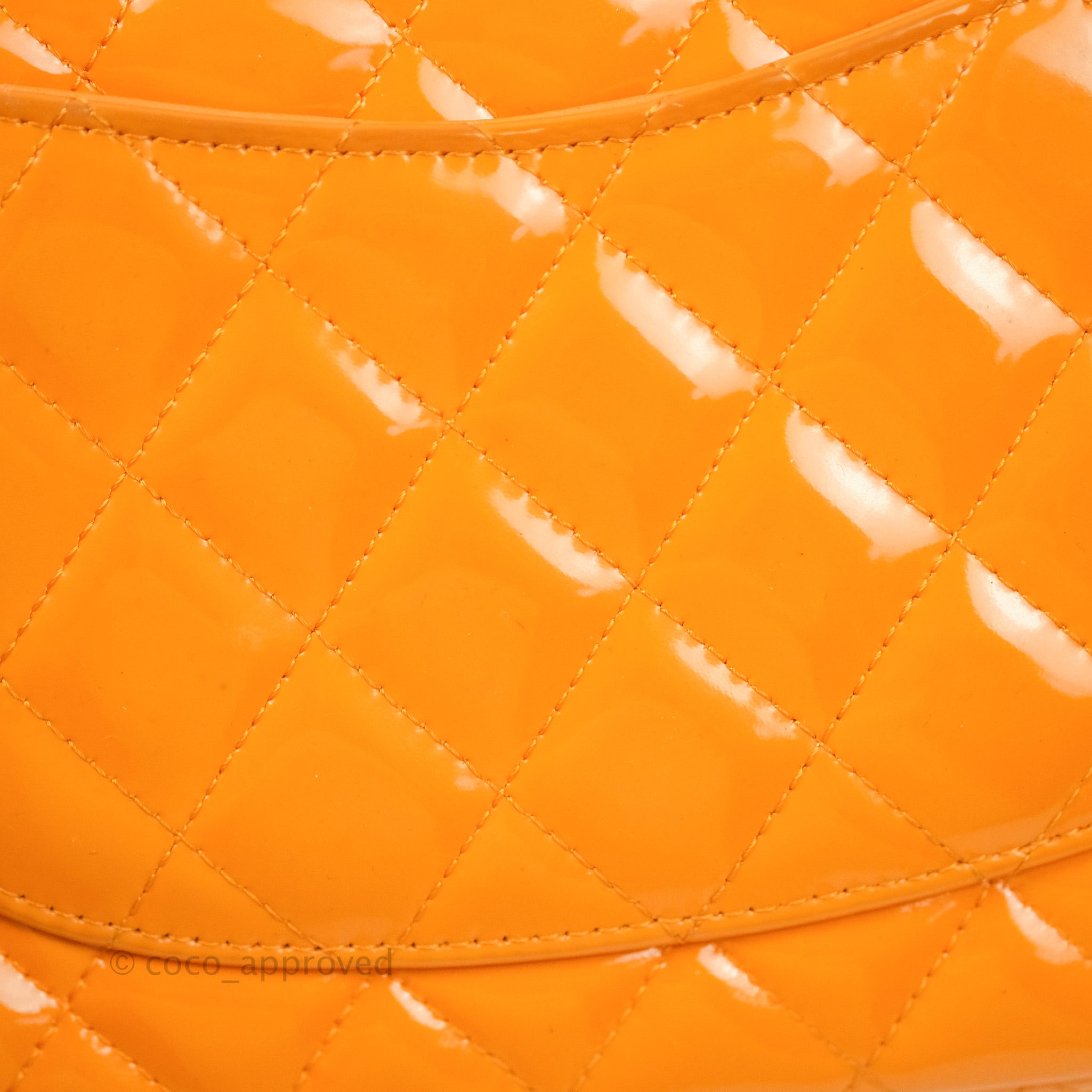 Chanel Classic M/L Medium Double Flap Bag in Orange Patent Leather with Silver Hardware - Perfect for Evening Events & Luxury Fashion Accessories