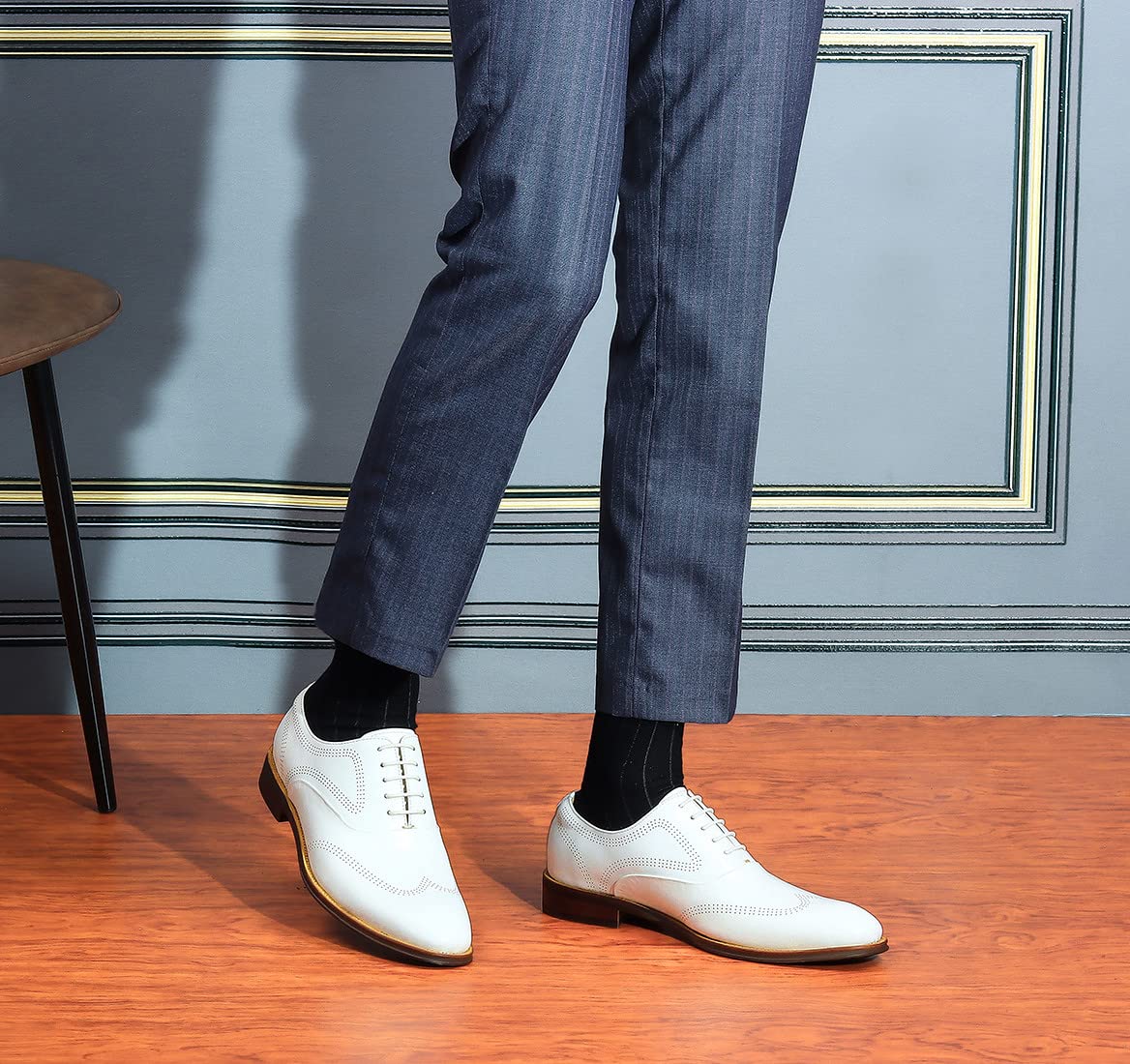 Men's Formal Oxford Dress Shoes - Business Lace Up Shoes for Wedding, Office & Special Occasions - Premium Leather Ivory White Classic Style