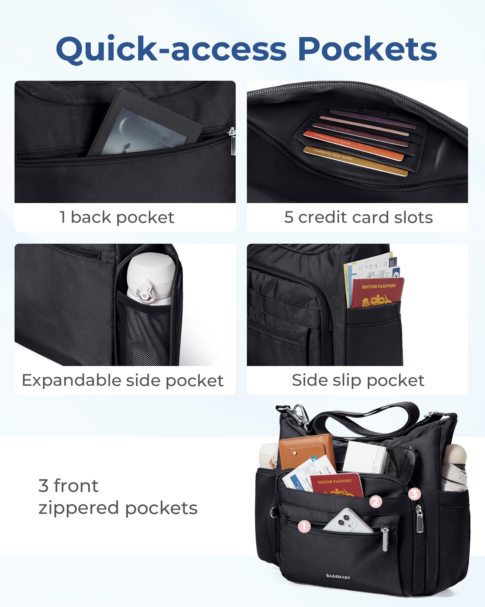 BAGSMART Women's Crossbody Shoulder Bag - Stylish Tote Purse with Multiple Compartments, Top Handle Satchel Handbag for Work, Travel & Everyday Use