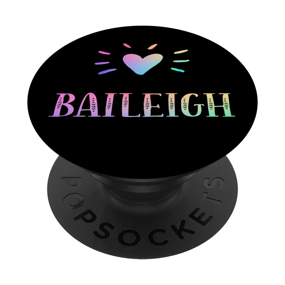 Baileigh Heart Rainbow Watercolor Love Name Phone Grip & Stand - PopSockets for iPhone, Samsung & Tablets - Perfect for Selfies, Video Calls & Secure Holding