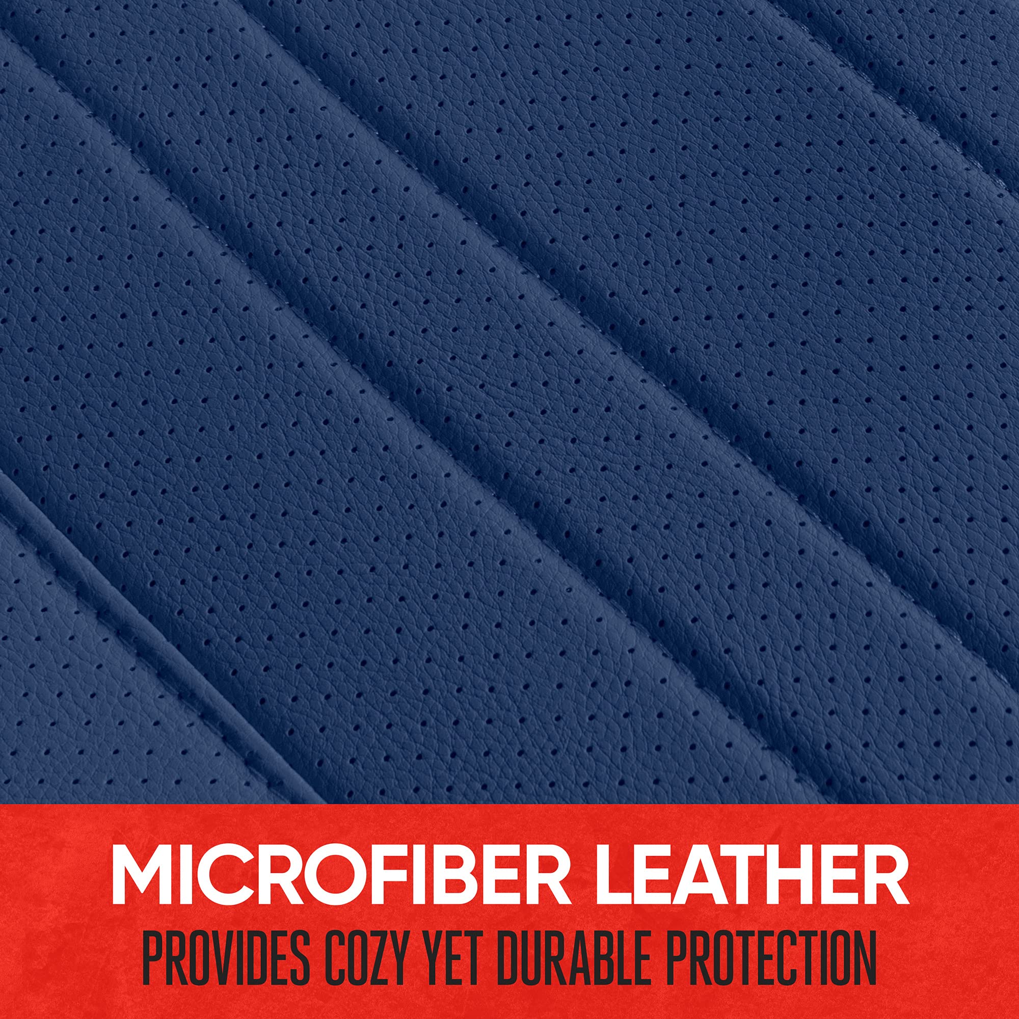 Motor Trend Faux Leather Car Seat Cover for Cars, Trucks & SUVs - Blue Padded Rear Bench Cover with Storage Pockets | Premium Interior Protection for Road Trips & Daily Commute
