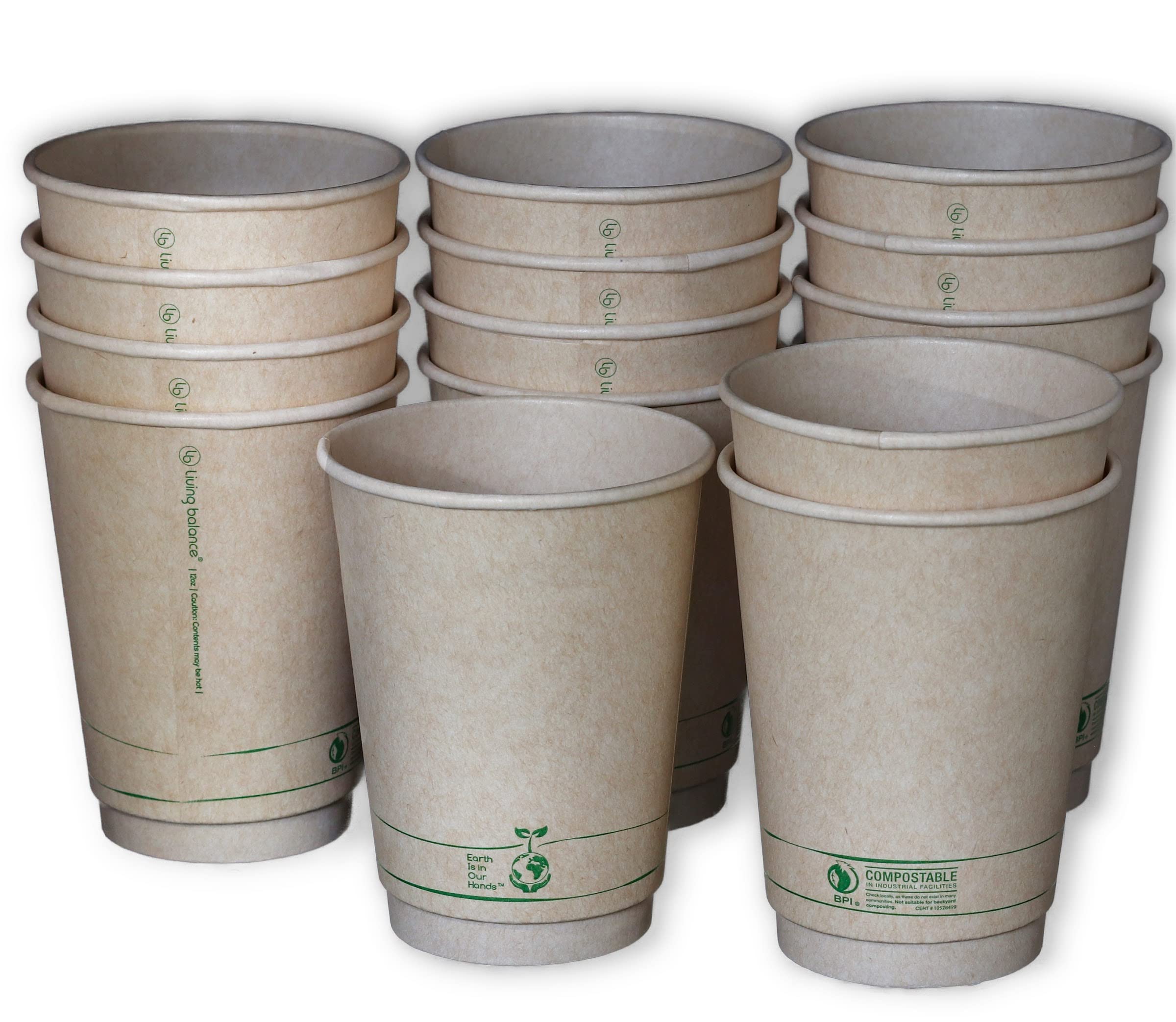 12oz (100 Pack) Certified Compostable Coffee Cups with Sleeves | BPA-Free, Leak Proof & Biodegradable | Eco-Friendly Disposable Cups for Coffee Shops, Offices, Parties & Home Use