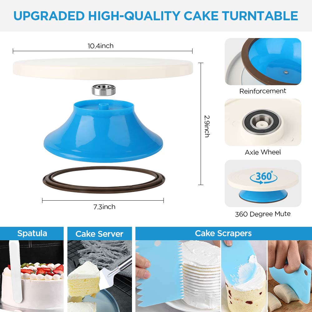 211 Pcs Cake Decorating Kit - Professional Baking Supplies Set with Rotating Turntable, Piping Bags, Toppers & Paper Cups | Perfect for Birthday Cakes, Wedding Desserts & DIY Home Baking Projects