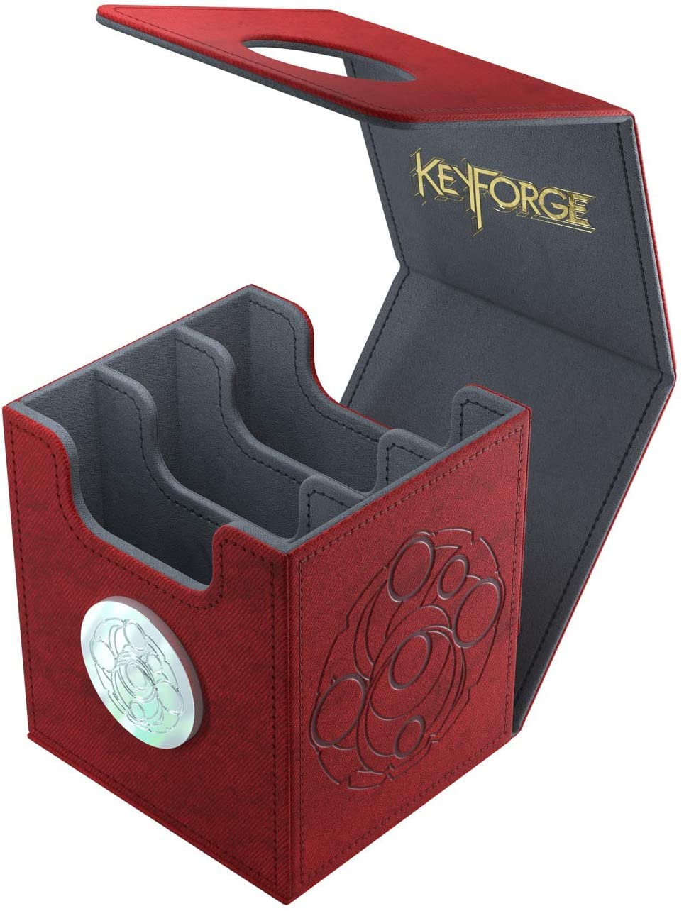 KeyForge Vault Deck Box - Premium Red Card Storage Case for Trading Card Games | Perfect for MTG, Yu-Gi-Oh!, and Pokemon TCG Collectors | Durable & Stylish Card Holder for Game Nights & Tournaments