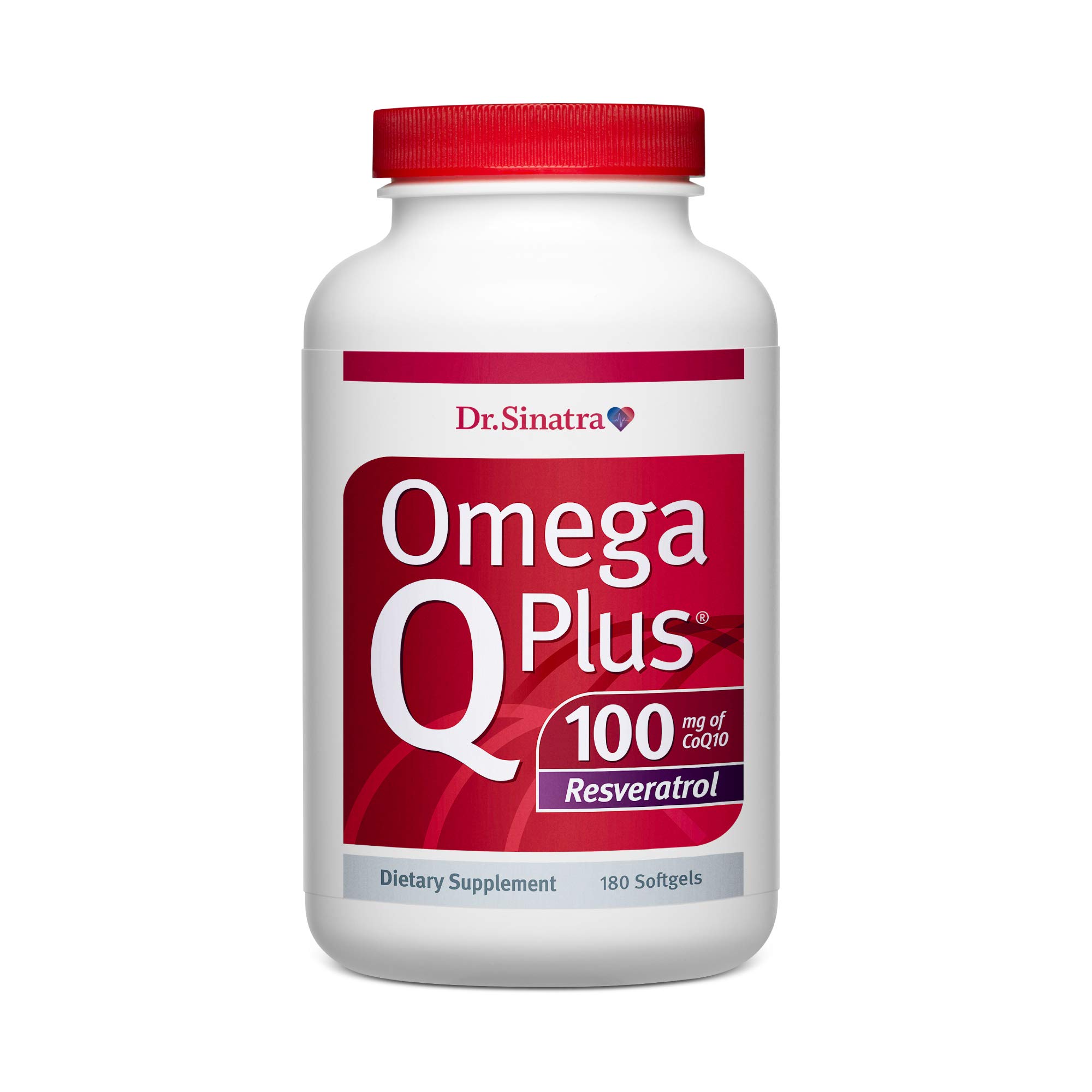 Dr. Sinatra Omega Q Plus 100 Resveratrol – Premium Omega-3 Fish Oil Supplement with 100mg CoQ10 & Resveratrol for Heart Health, Antioxidant Support & Cardiovascular Wellness (180 Softgels) – Ideal for Adults Seeking Heart & Brain Health Support