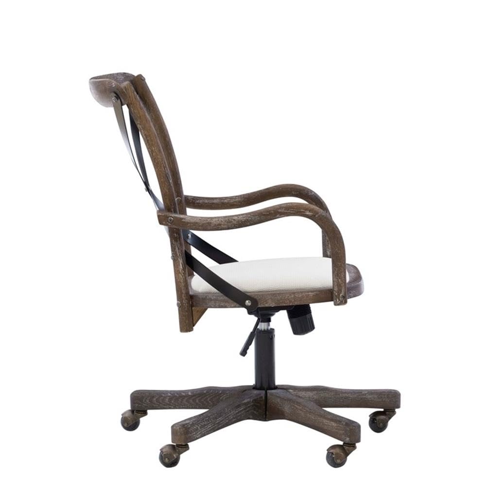 Linon Dudley Adjustable Swivel X-Back Padded Office Chair - Brown Leather Executive Desk Chair for Home, Office & Cafe Use - Ergonomic Comfort for Long Work Hours