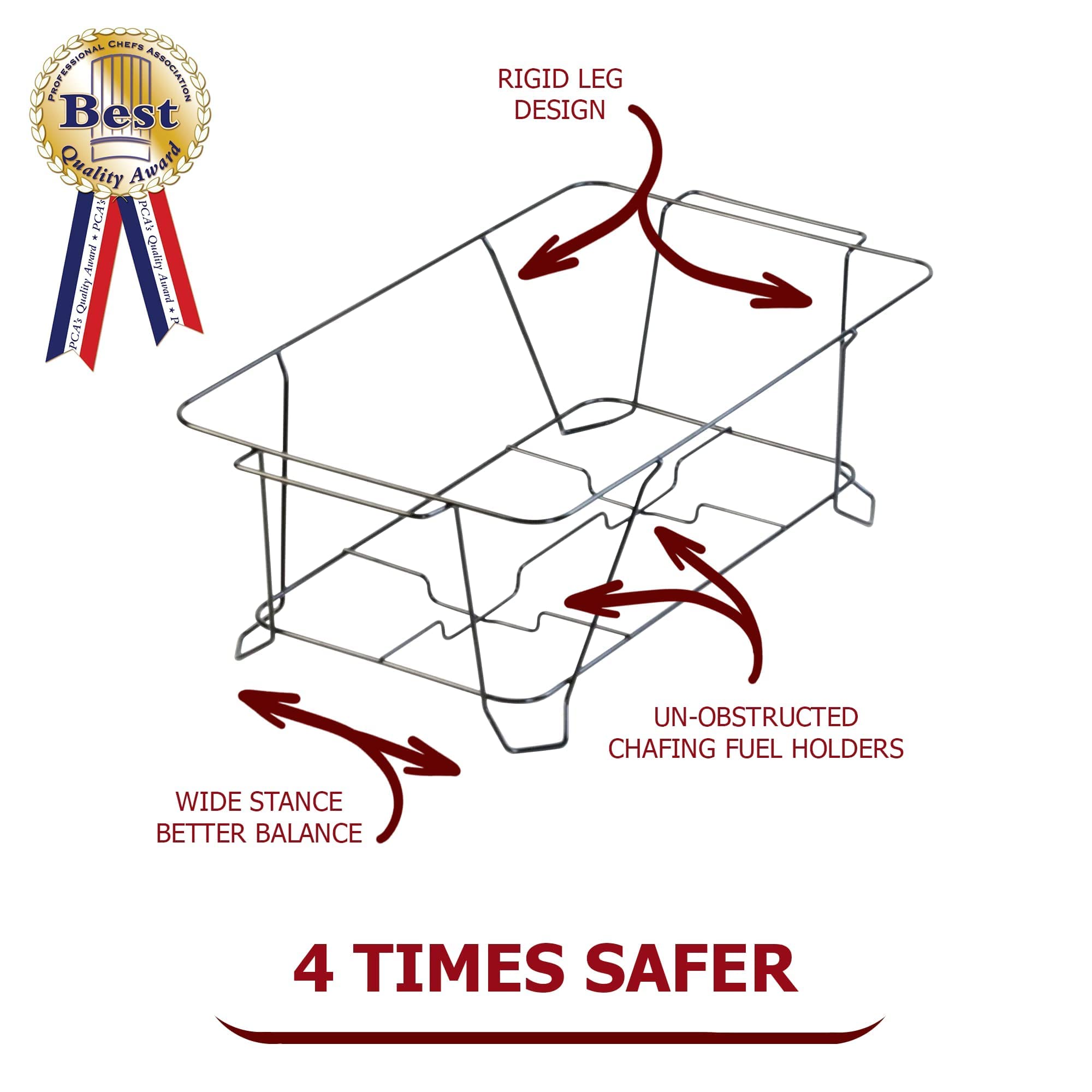 Skorr Black Full-Size Wire Chafing Stand - 30 Pack Commercial Food Warmer Rack for Buffet Serving, Catering & Party Events