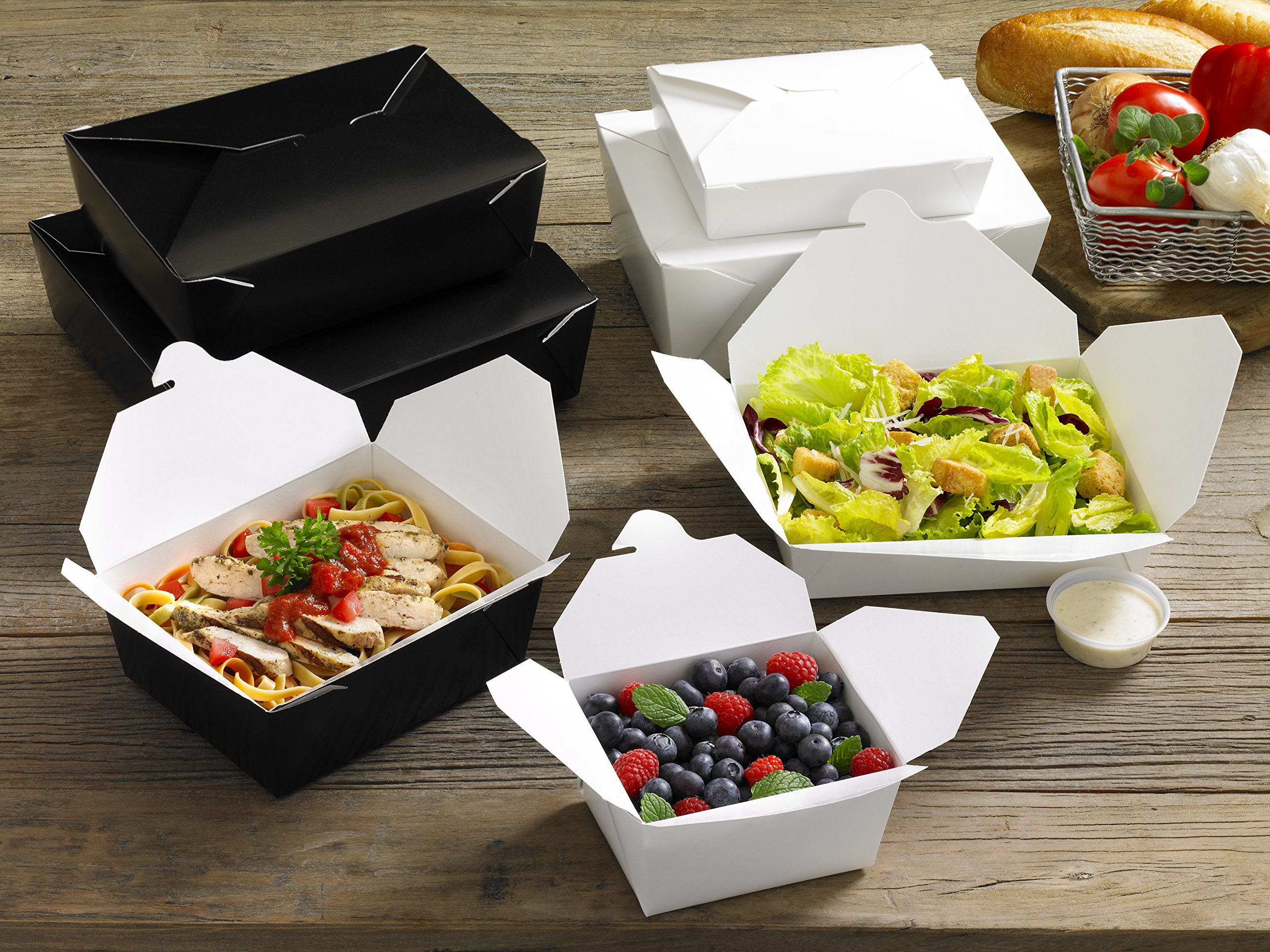 Fold-Pak Bio-Pak 04BPBLACKM Eco-Friendly Paper Takeout Container - 7.75