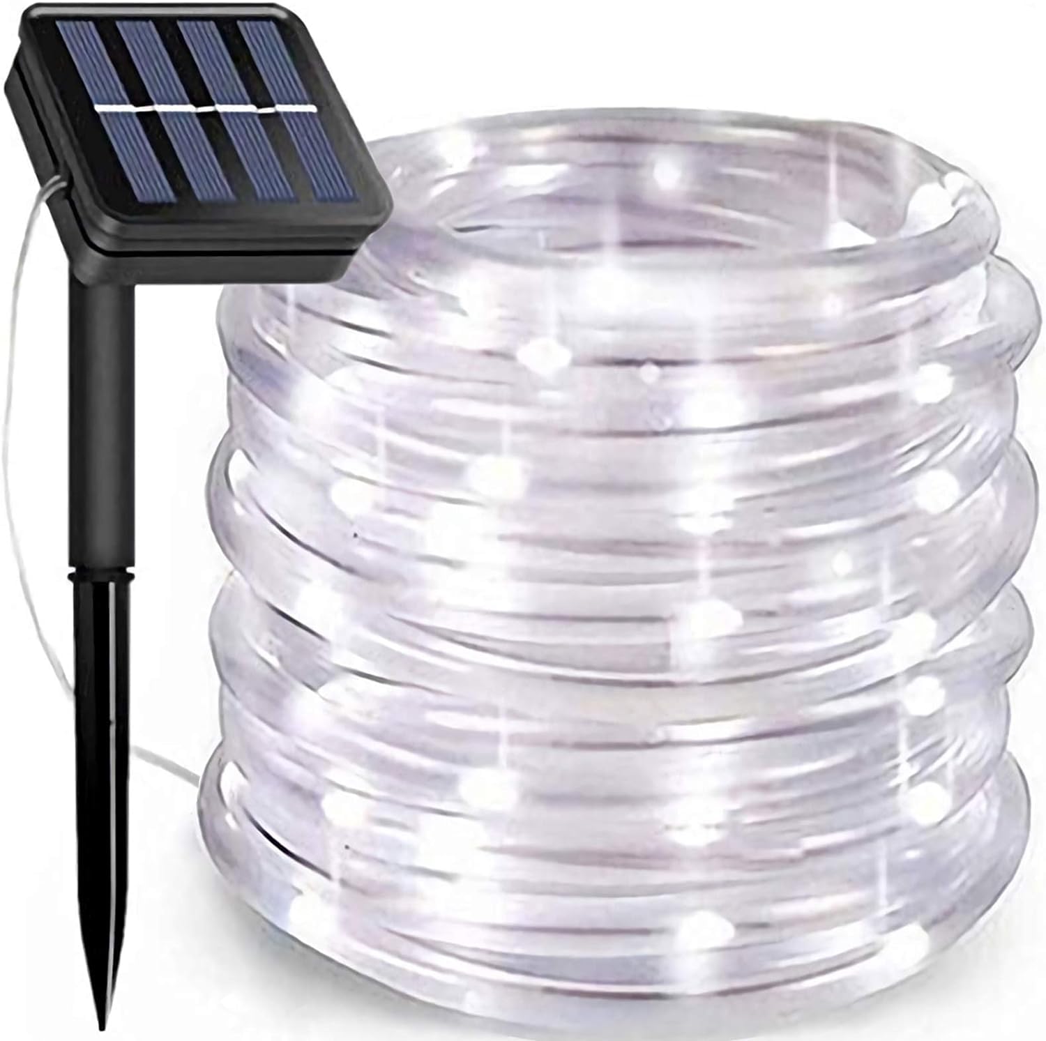 200 LED Solar Rope Lights - 66 Feet Waterproof Outdoor Solar String Lights with 8 Lighting Modes | Cool White Solar Fairy Lights for Garden, Patio, Pool, Christmas, Wedding & Party Decorations | Perfect for Backyard, Landscape, Holiday and Special Event Lighting