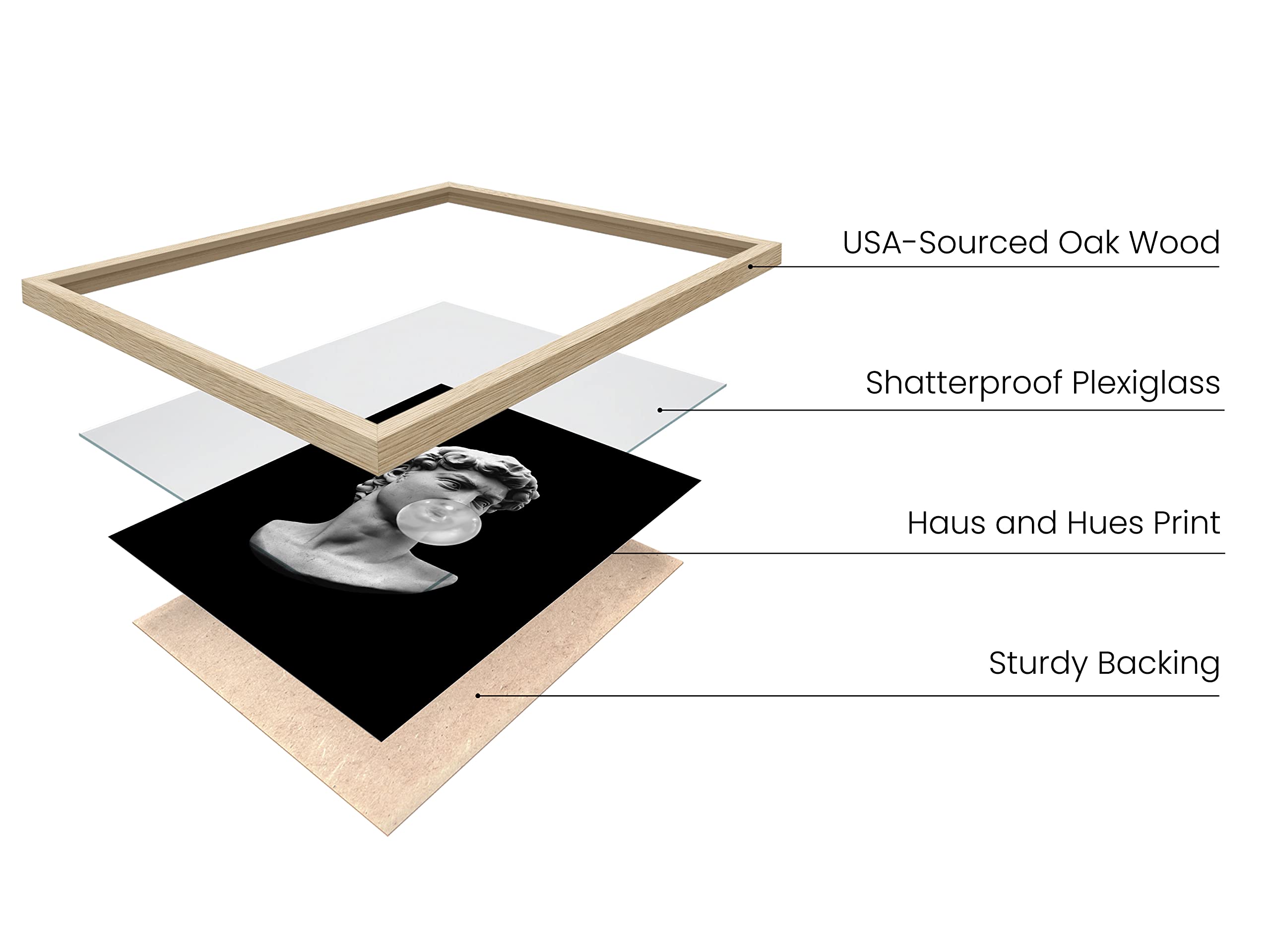 HAUS AND HUES Michelangelo Gum Poster - Black Aesthetic Wall Art for Bedroom Decor, 12x16 Inch Beige Framed Print | Perfect for Gothic Home Office & Dark Academia Room Design