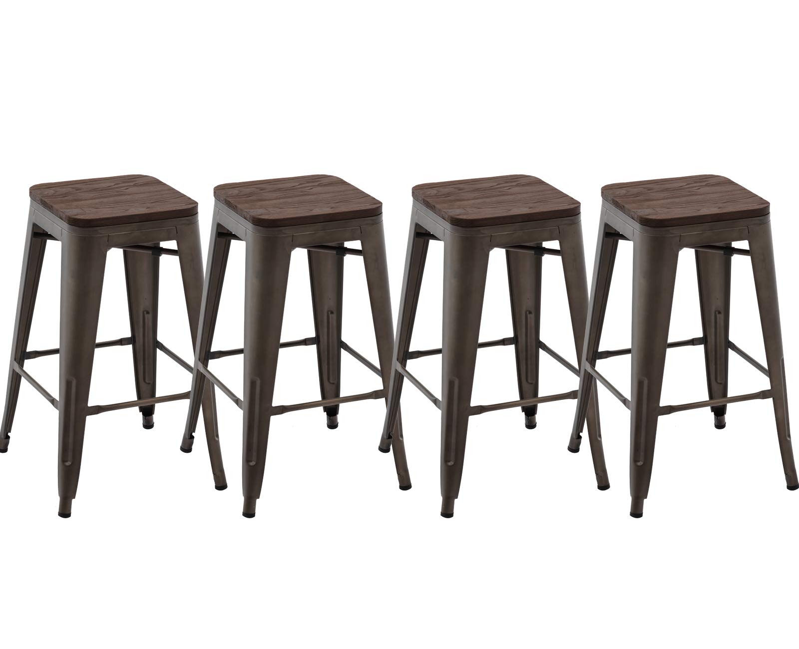 Kmax Industrial Metal Bar Stools Set of 4 - 26