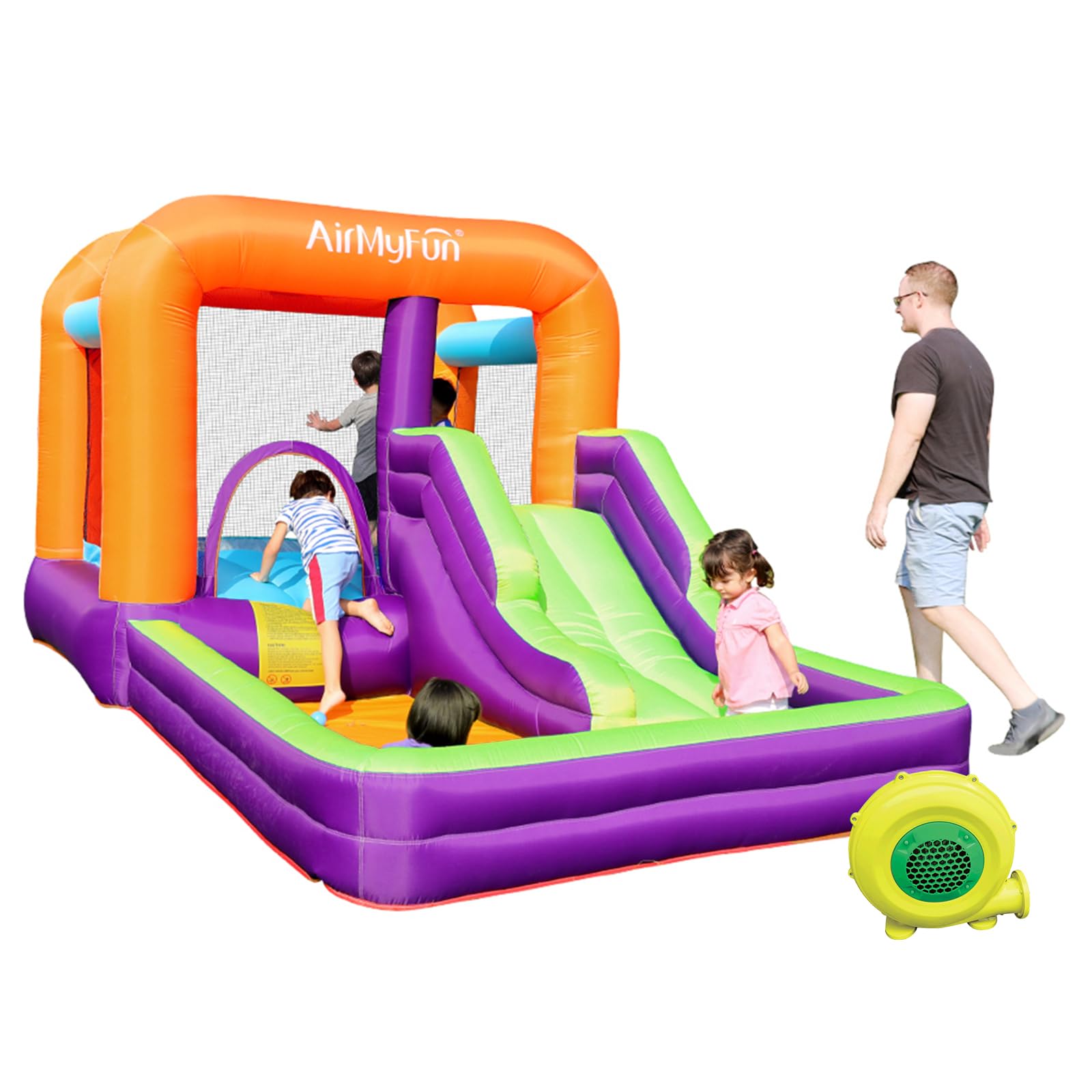 **AirMyFun Inflatable Bouncy House for Kids - Outdoor & Indoor Jumping Castle with Blower, Slide, and Bounce Area - Perfect for Birthday Parties, Backyard Play, and Family Gatherings**