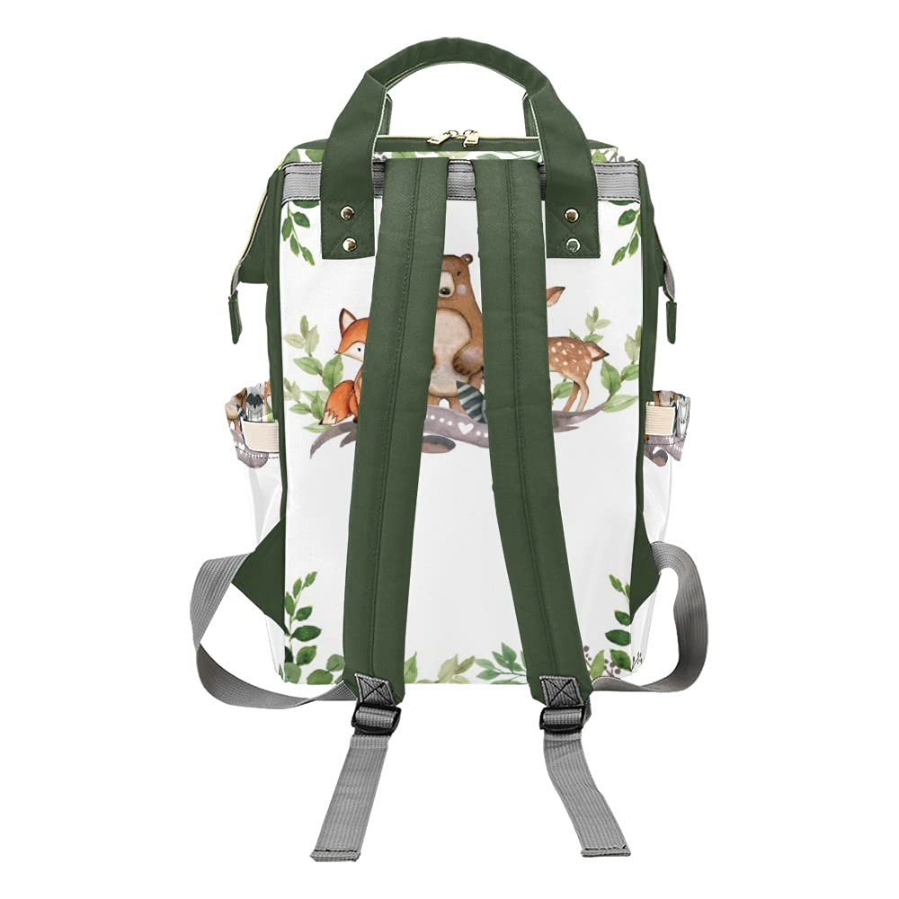 Forest Animal Leaf Diaper Backpack - Personalized Baby Nursing Bag, Waterproof Nappy Tote for Travel & Daily Use - Perfect Baby Shower Gift for New Moms