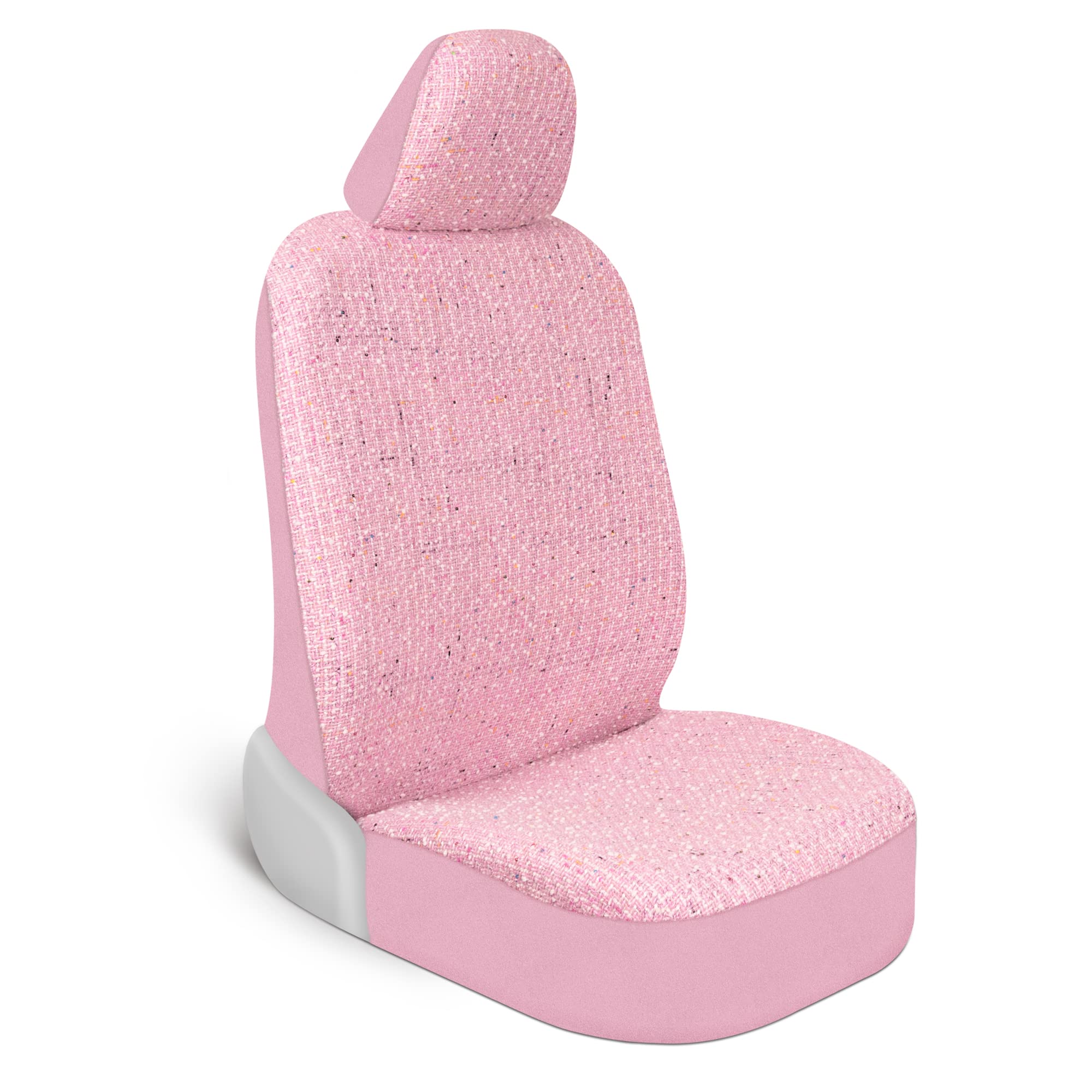 Sparkly Sequin Tweed Car Seat Cover - Pink Bling Car Accessory with Multicolor Details for Women | Universal Fit for Cars, Trucks, SUVs & Vans | Protects & Enhances Vehicle Interior | Perfect for Daily Commute, Road Trips & Gift Giving