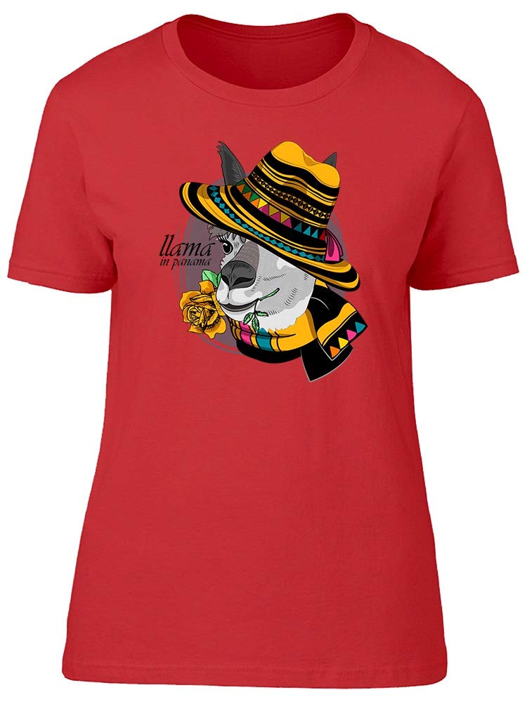 Alpaca with Rose, Hat and Scarf Women's T-Shirt - Cute Casual Graphic Tee for Everyday Wear, Gifts & Outfits