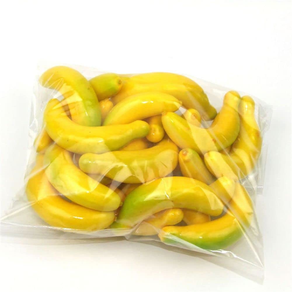 Mini Fake Lemon Strawberry Orange Fruits - Plastic Foam Vegetables & Fruits for Home Decor, Party Ornaments, DIY Crafts, Photography Props, Gift Ideas (3-6CM Banana) - Perfect for Baby Showers, Birthday Parties, and Table Centerpieces